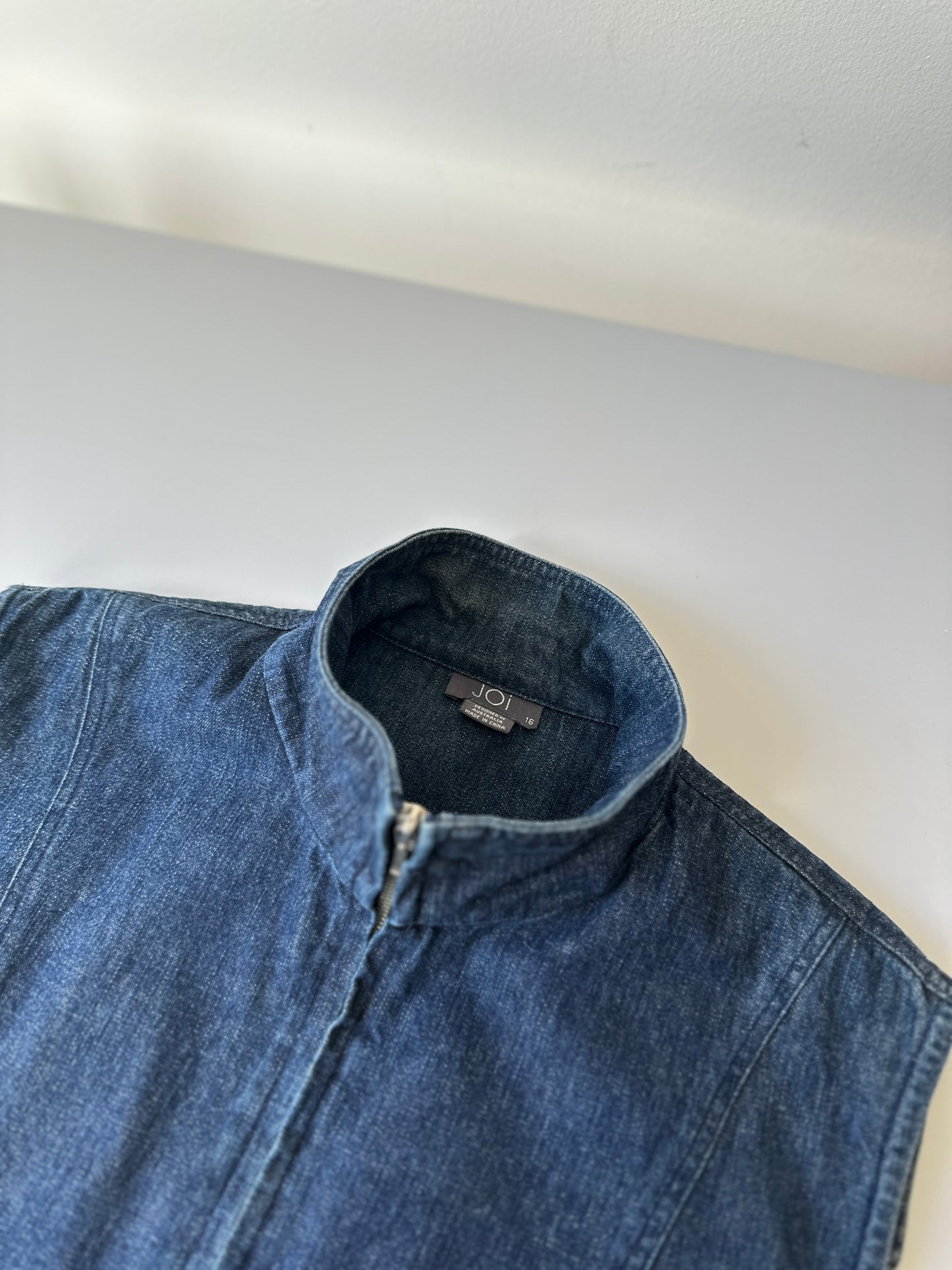 denim zip up vest