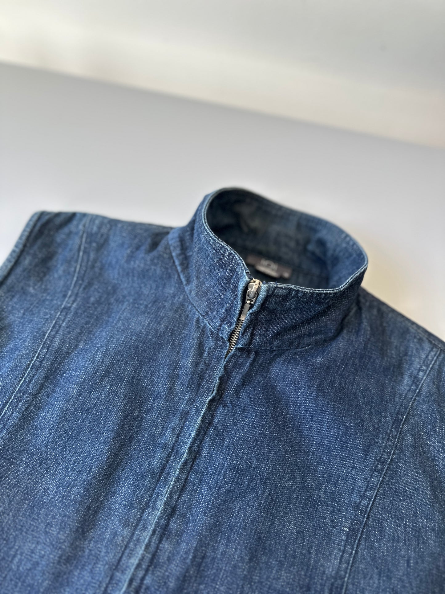 denim zip up vest