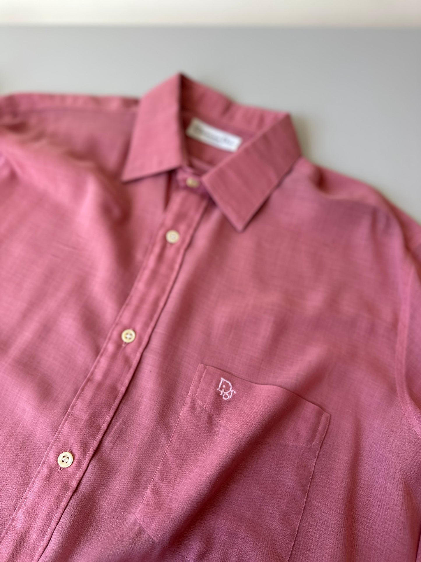 Christian Dior sheer coral button up