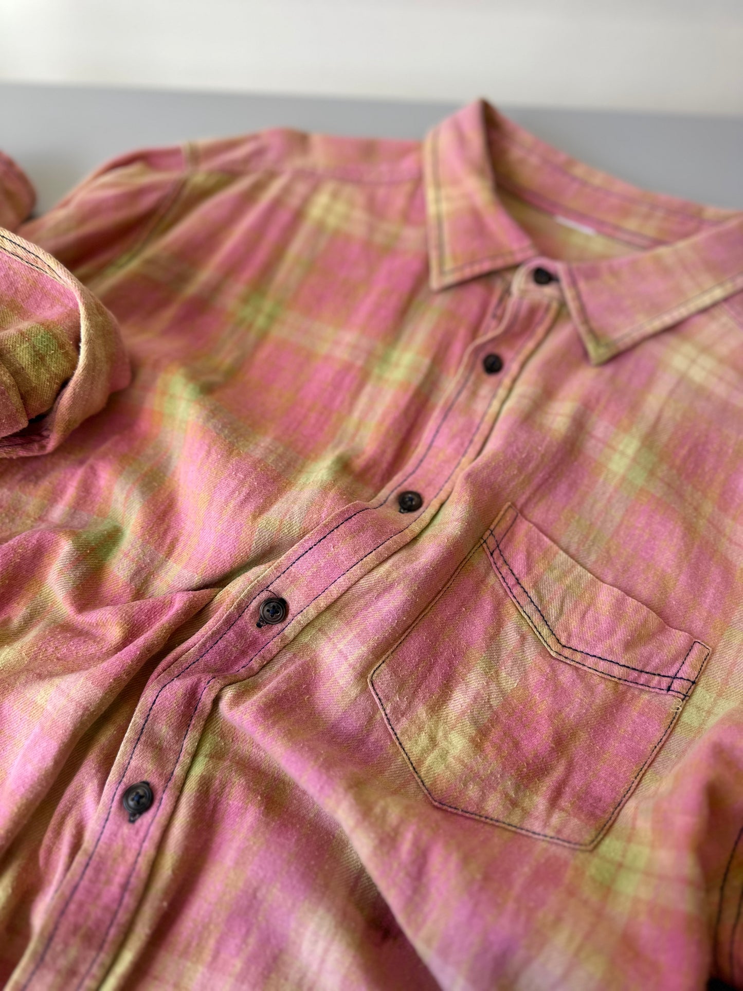 bleached flannel button up