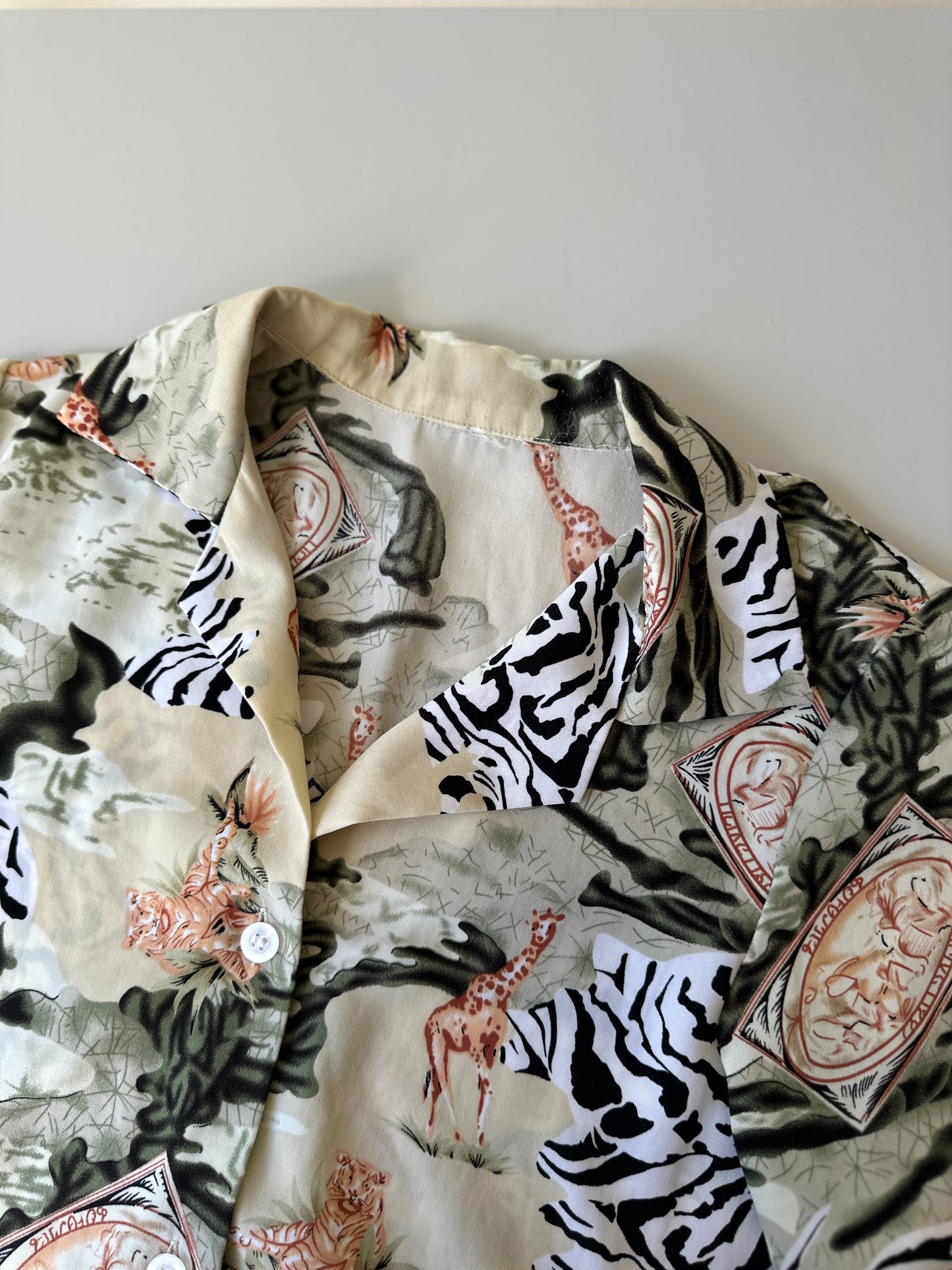 cool safari type printed button up