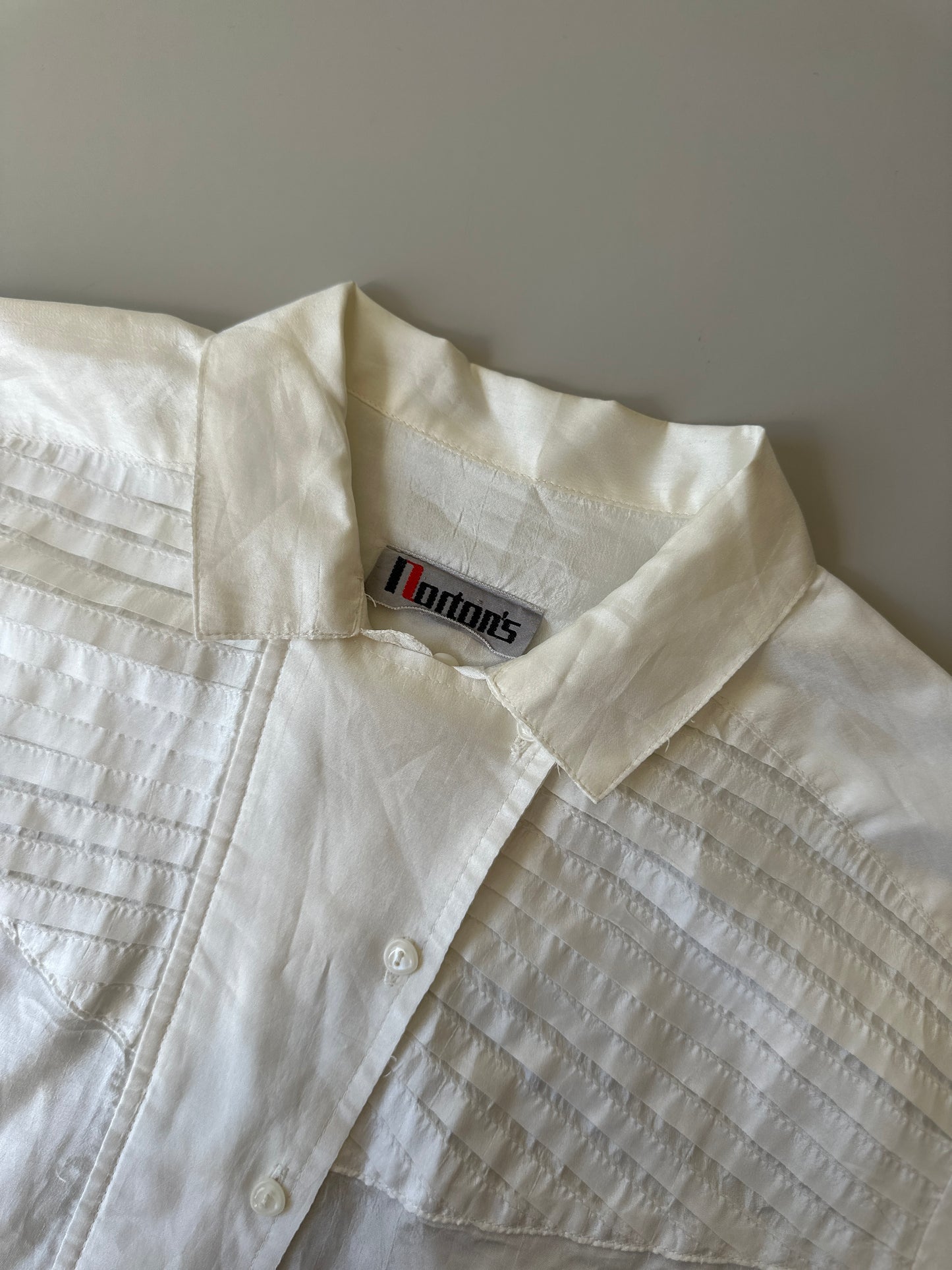 tuxedo style pleated button up