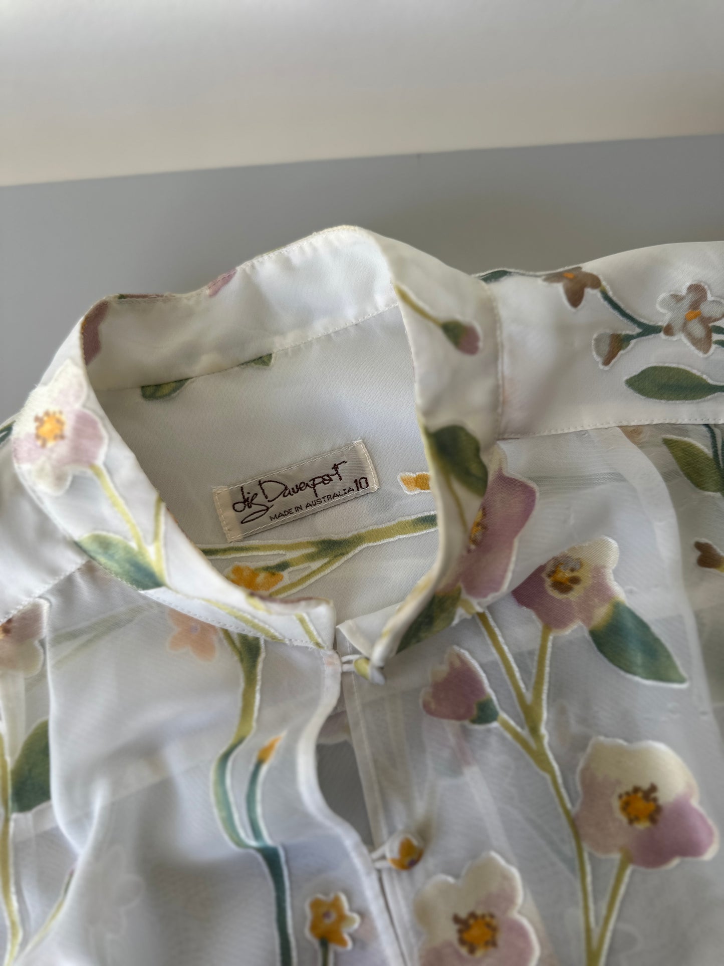 sheer long floral silk blouse