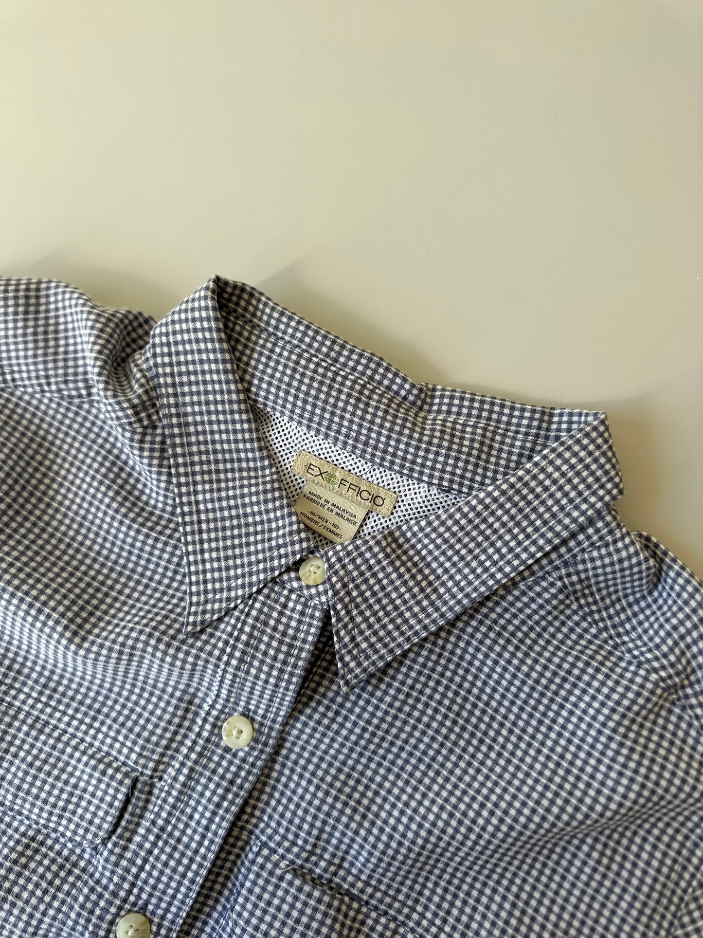 blue & white button up