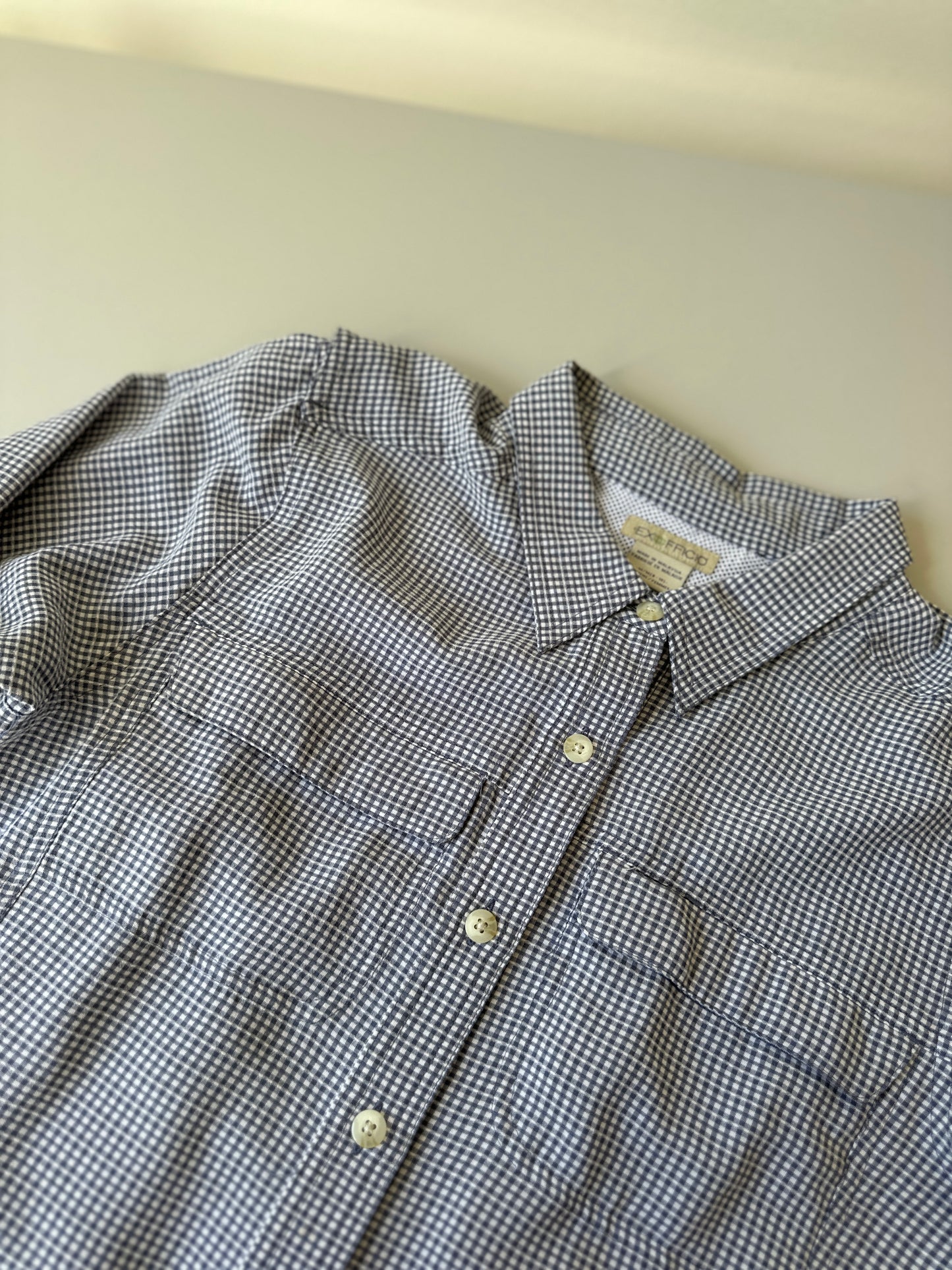 blue & white button up