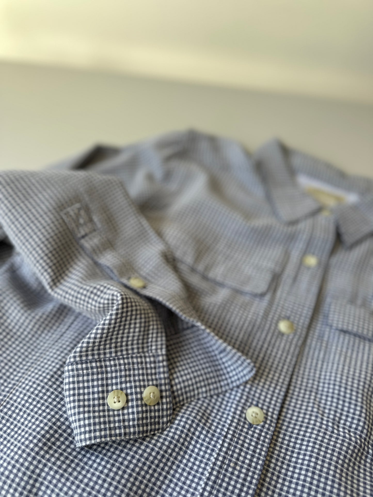 blue & white button up