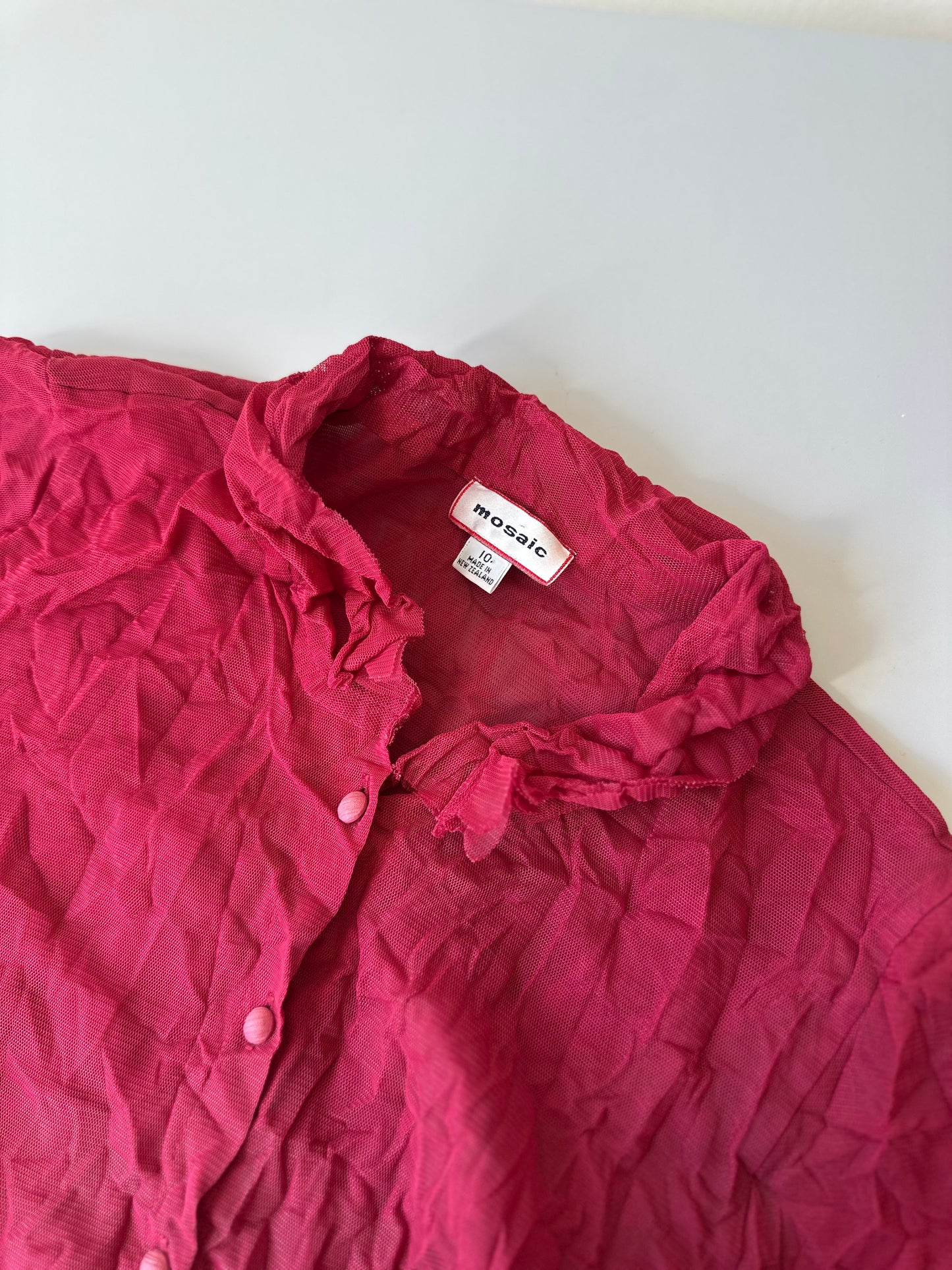 sheer scrunched button up