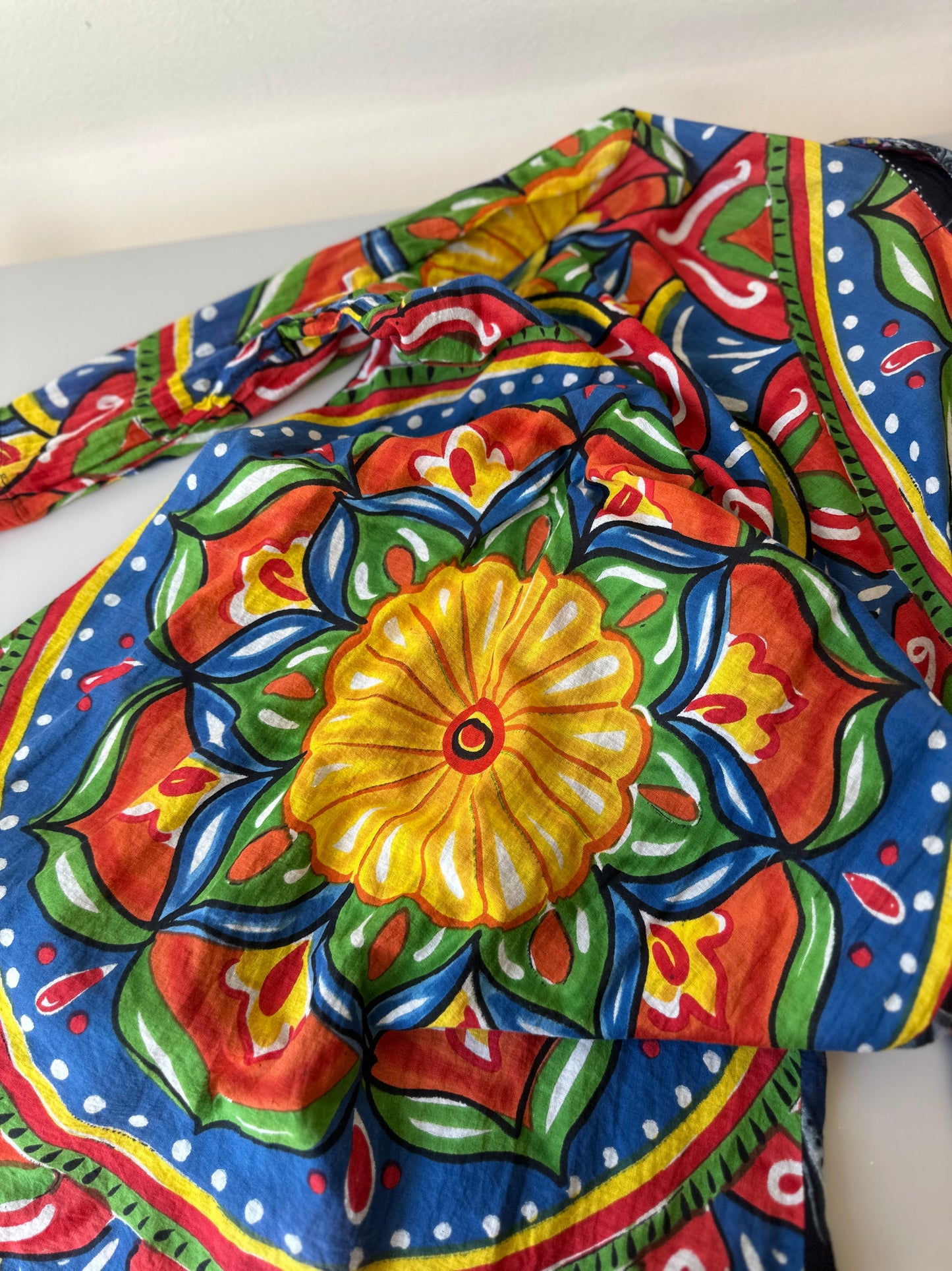 multicoloured patterned & beaded button up