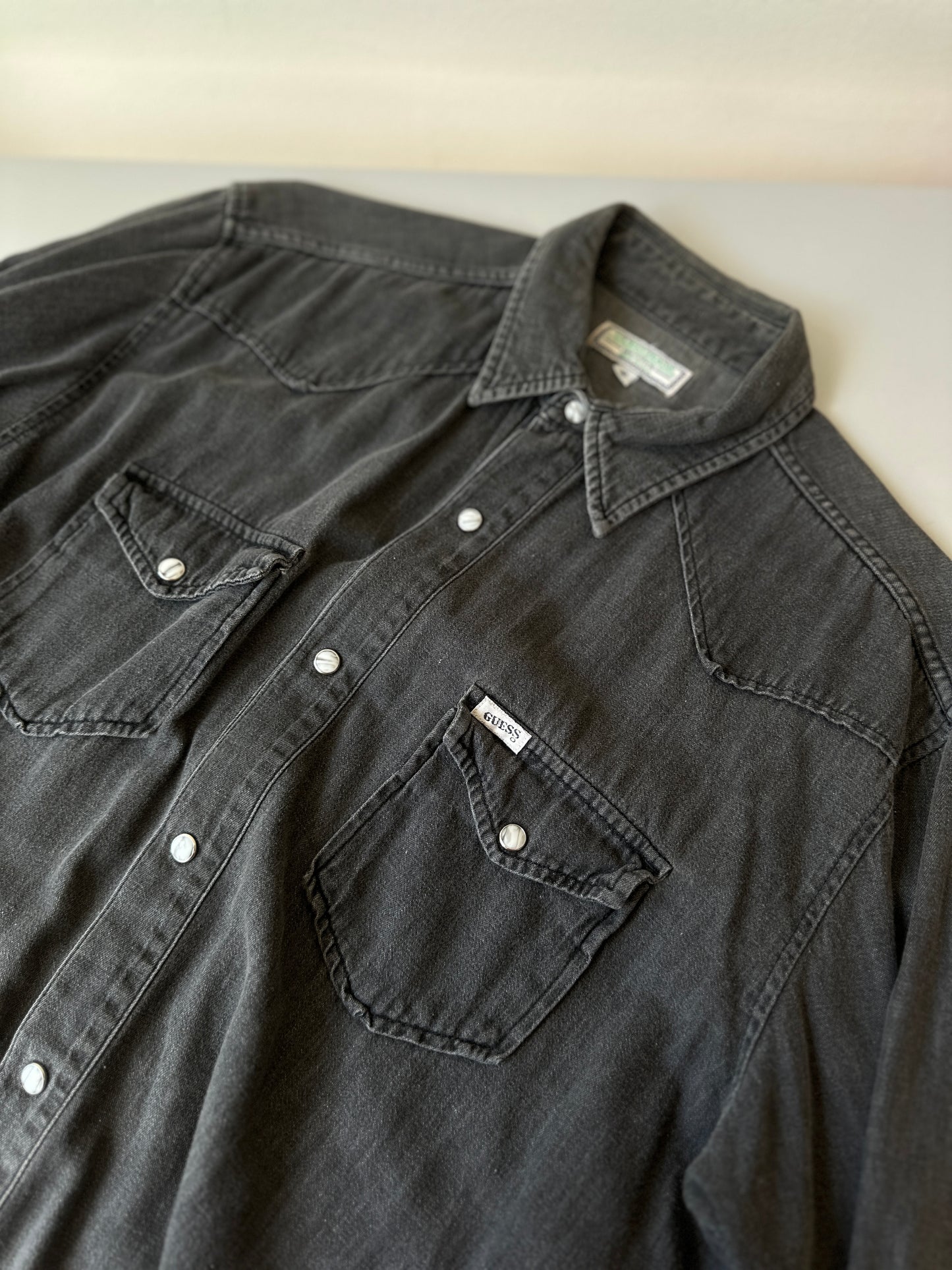 GUESS grey denim button up