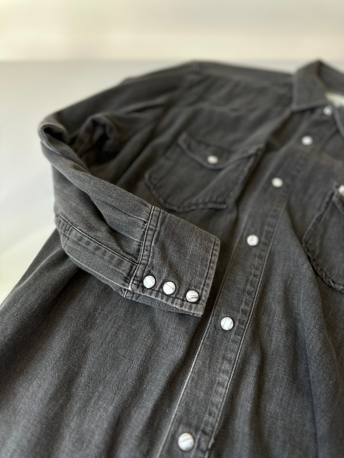 GUESS grey denim button up