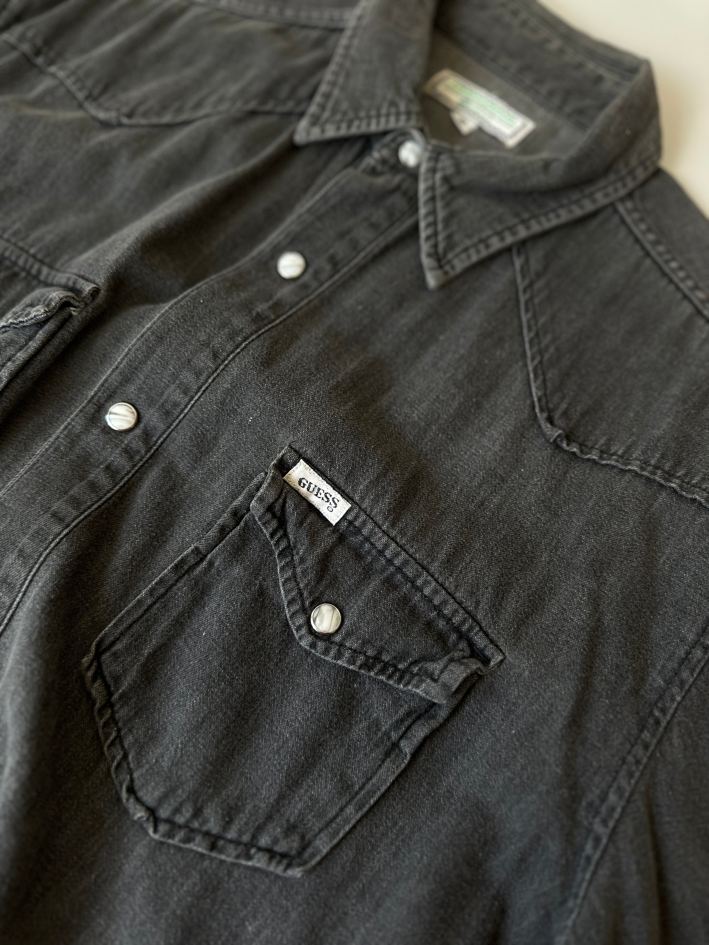 GUESS grey denim button up