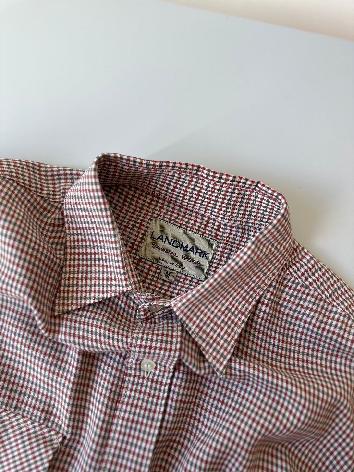 cotton red toned button up