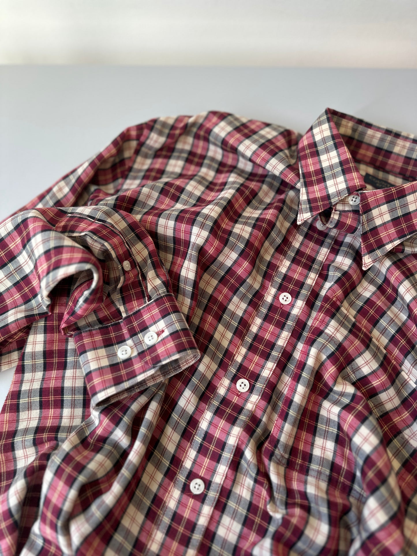 red crosshatch button up