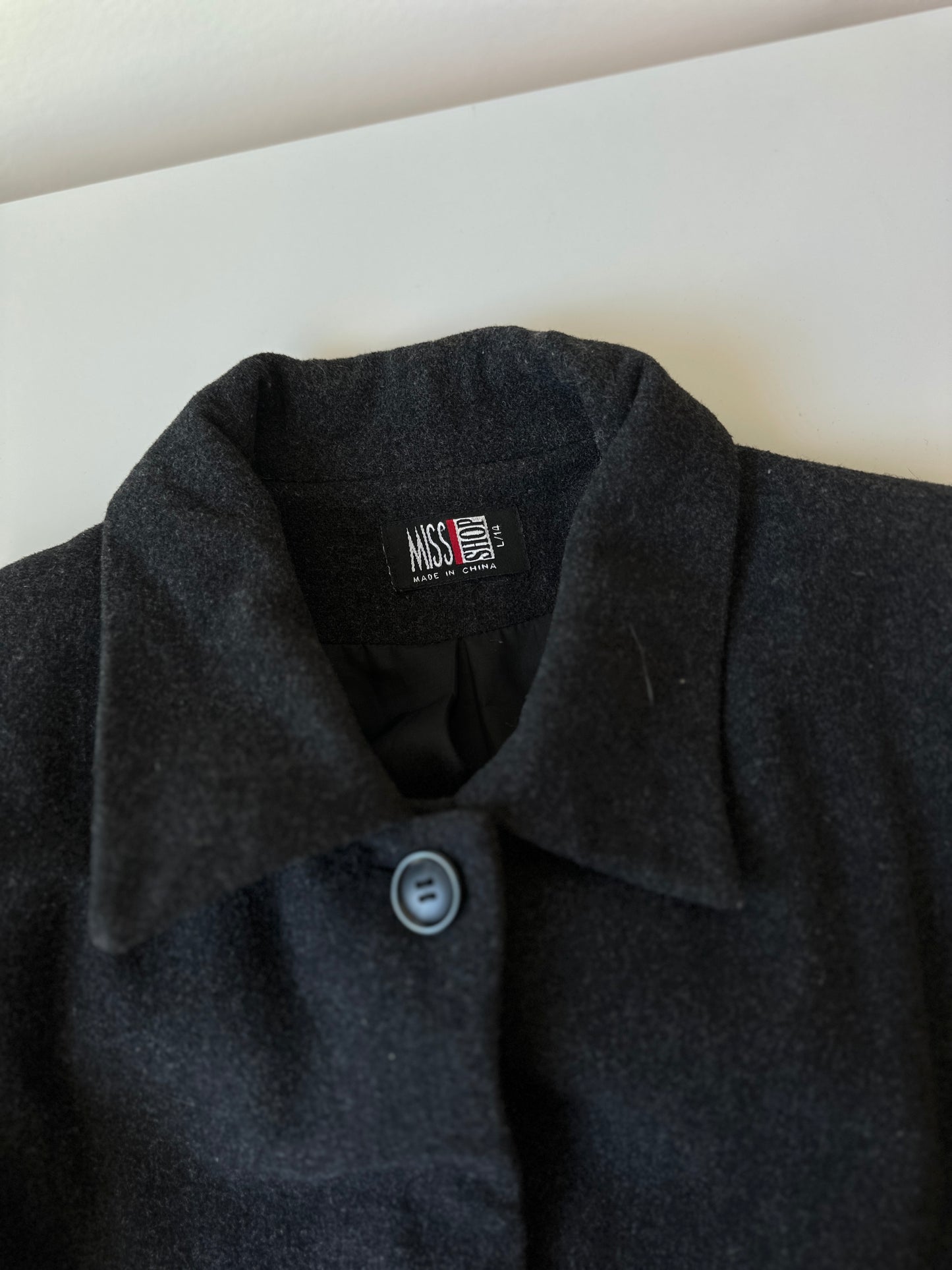 dark grey wool trench coat