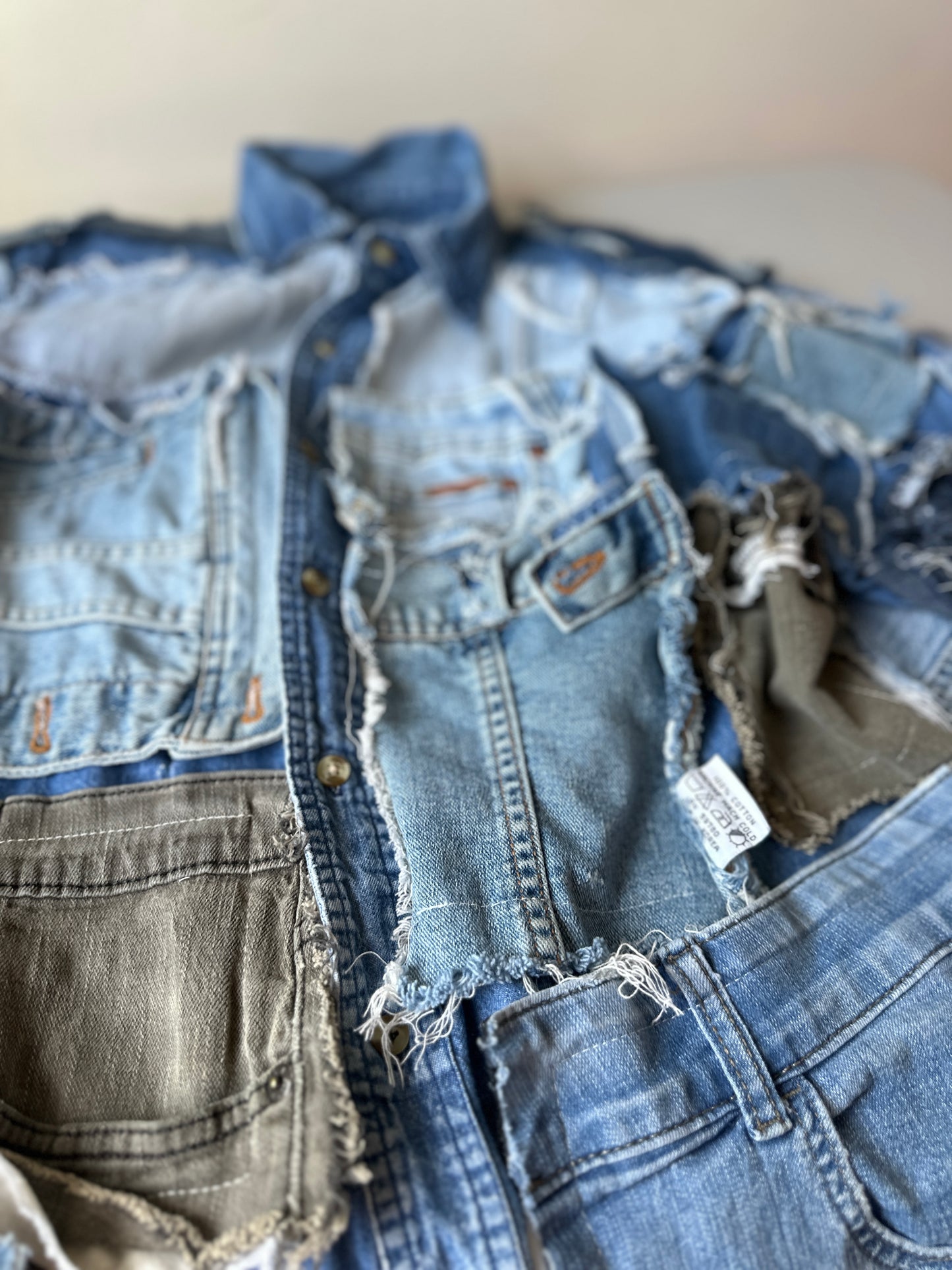 handmade patchwork denim button up