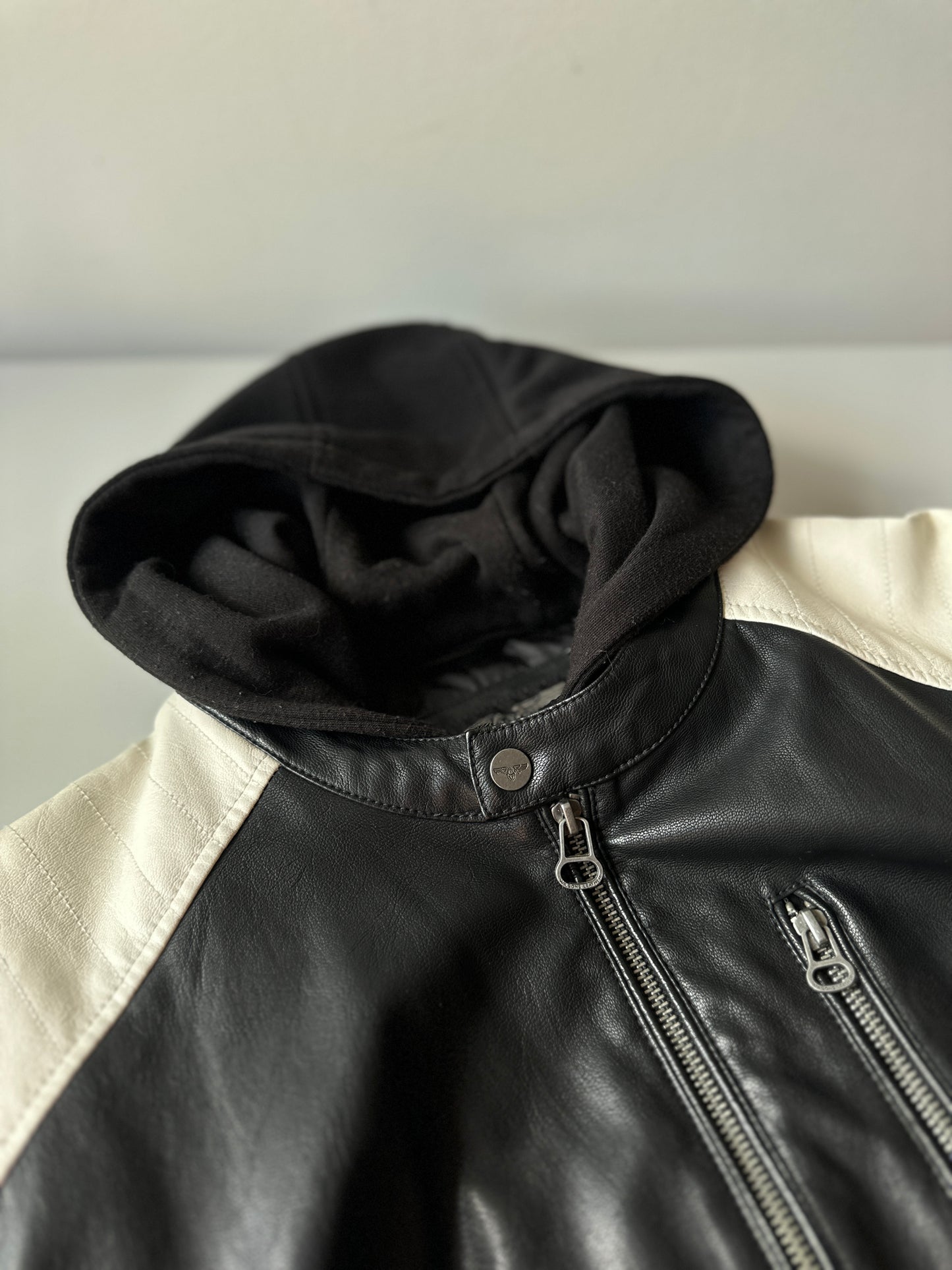 black & white motorcycle jacket