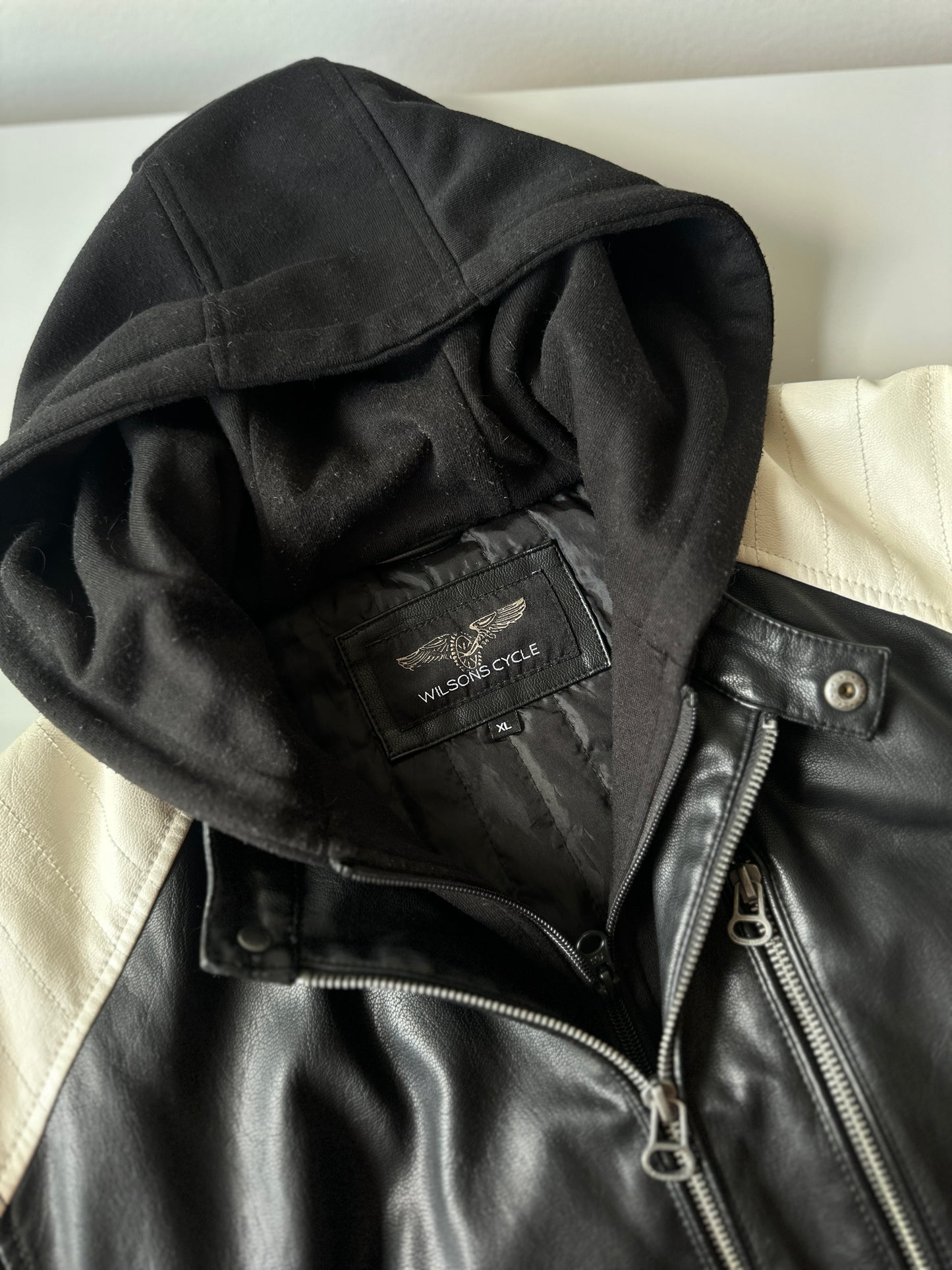 black & white motorcycle jacket