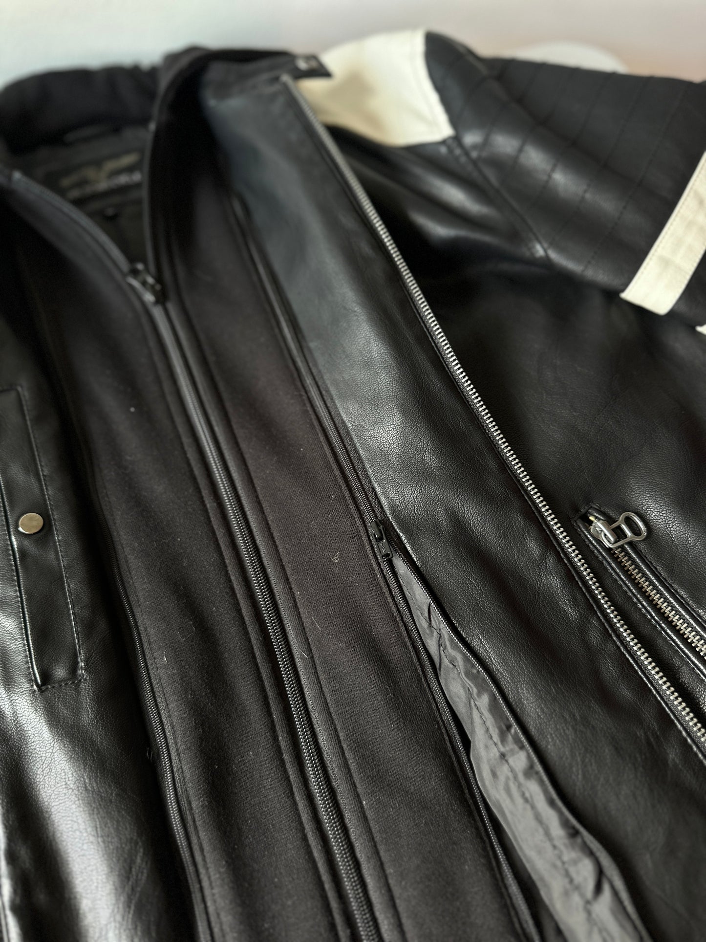 black & white motorcycle jacket