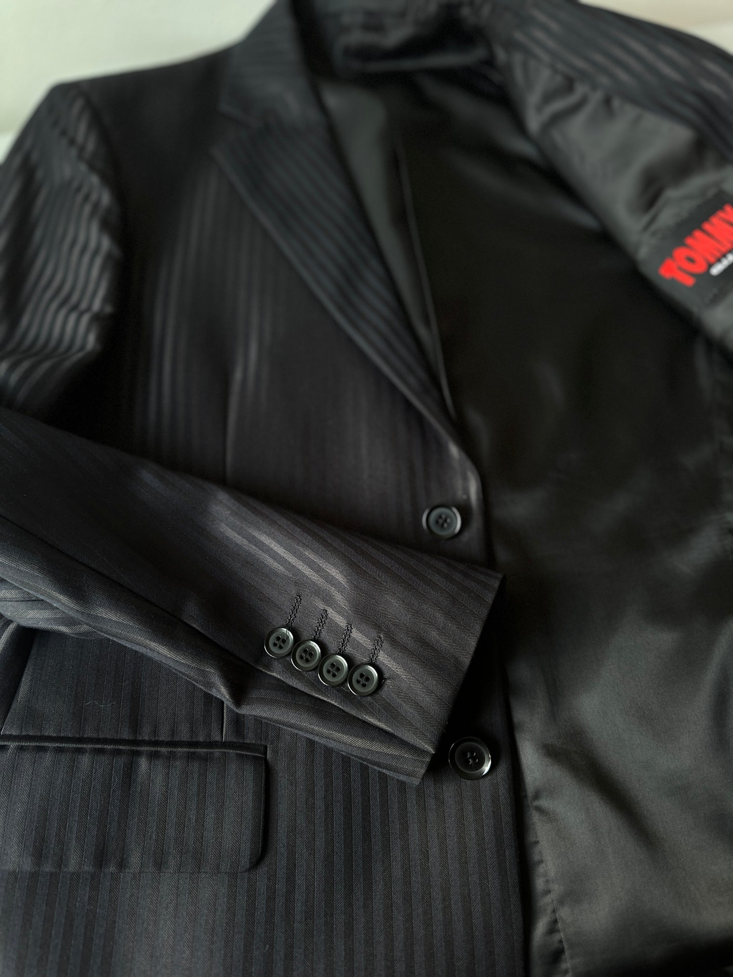 Tommy gun black pinstripe two piece suit