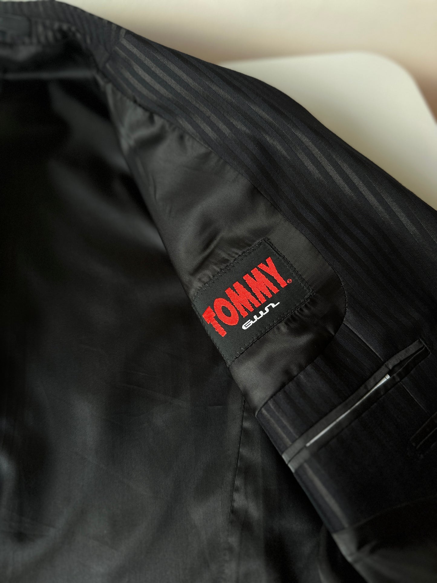 Tommy gun black pinstripe two piece suit