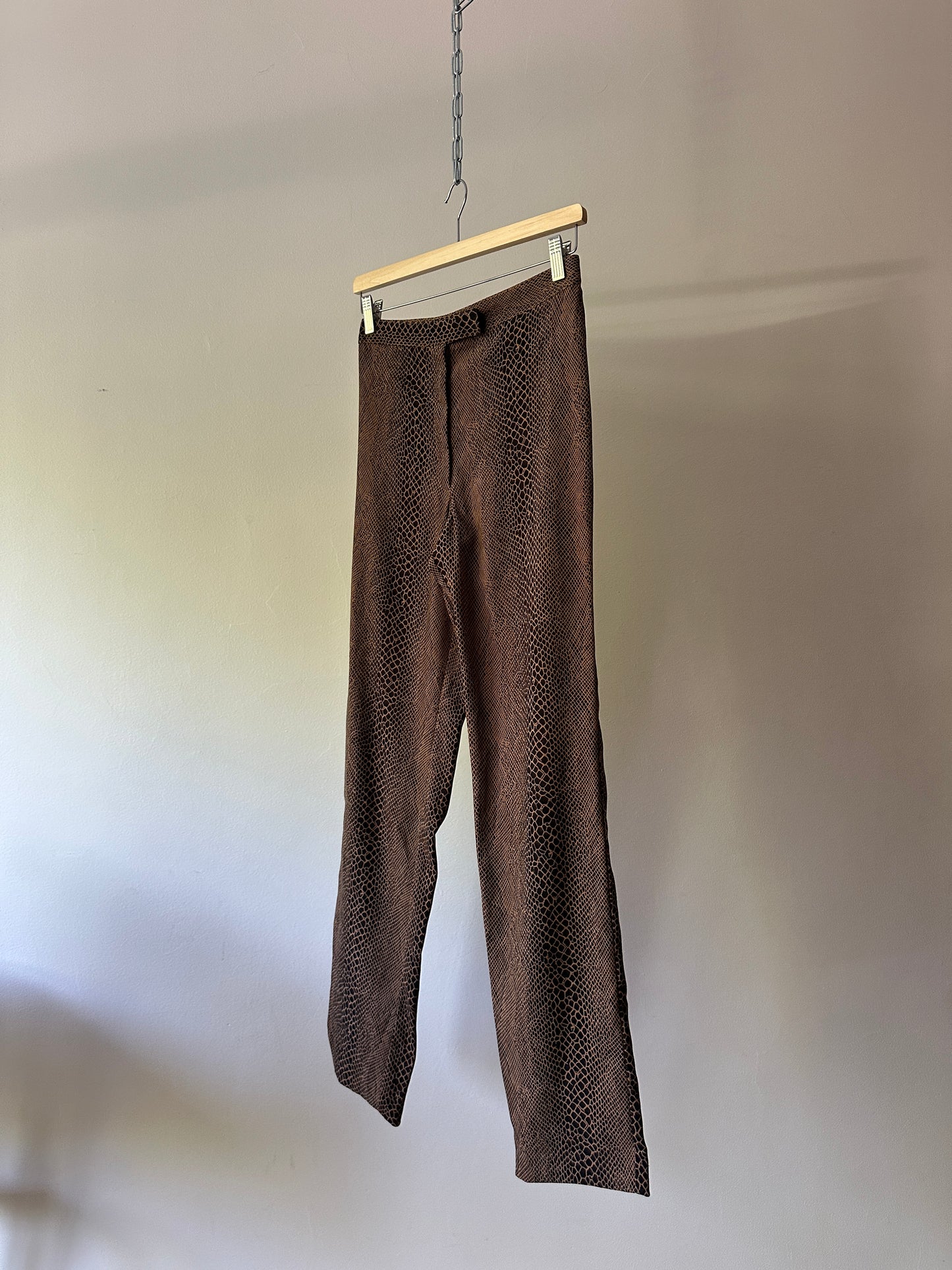 giraffe print soft suede flare pants