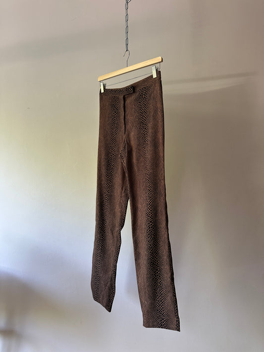 giraffe print soft suede flare pants