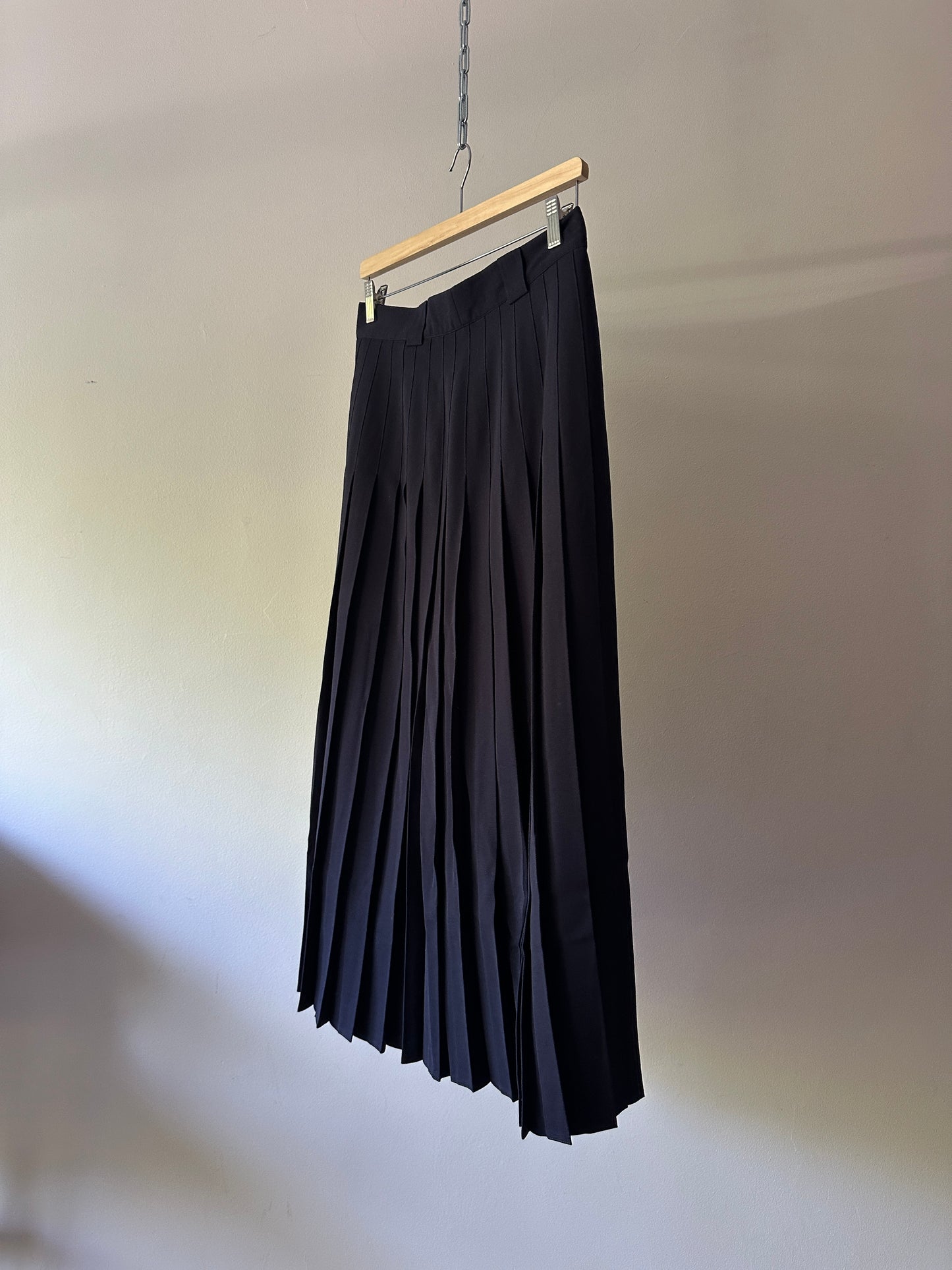 navy pleated midi skirt