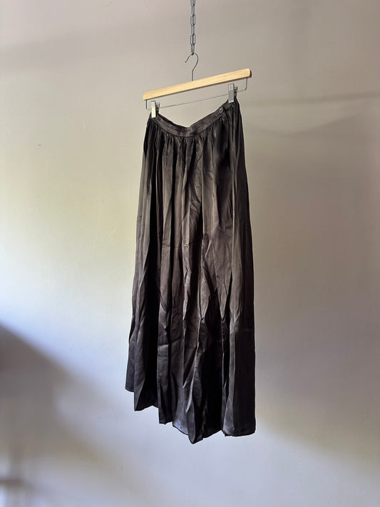 grey silk midi skirt