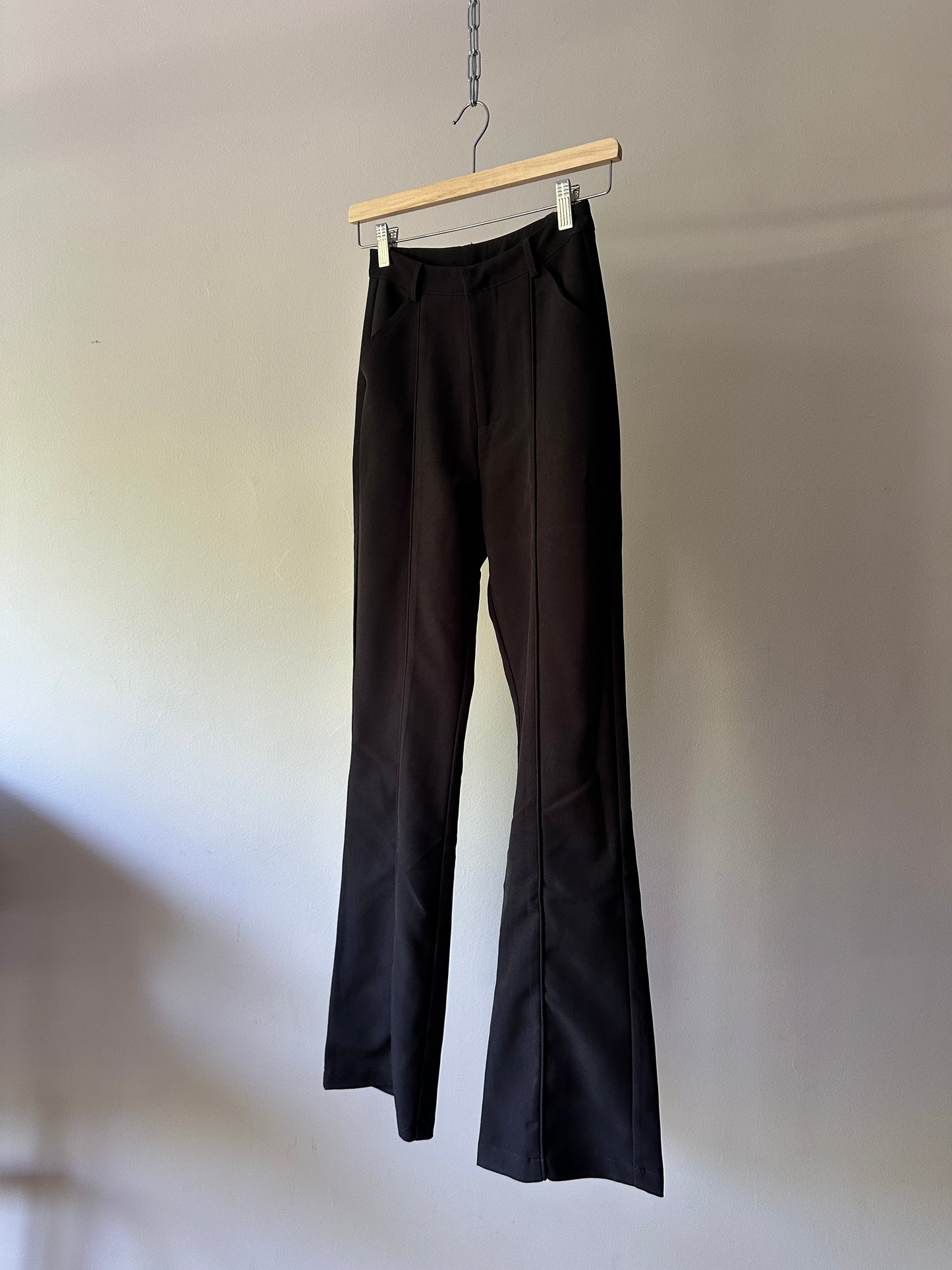 black flare high waist pants