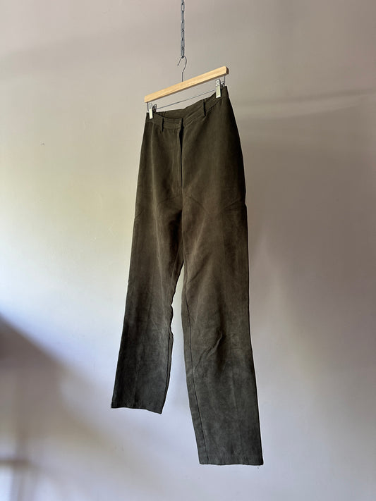 khaki suede pants