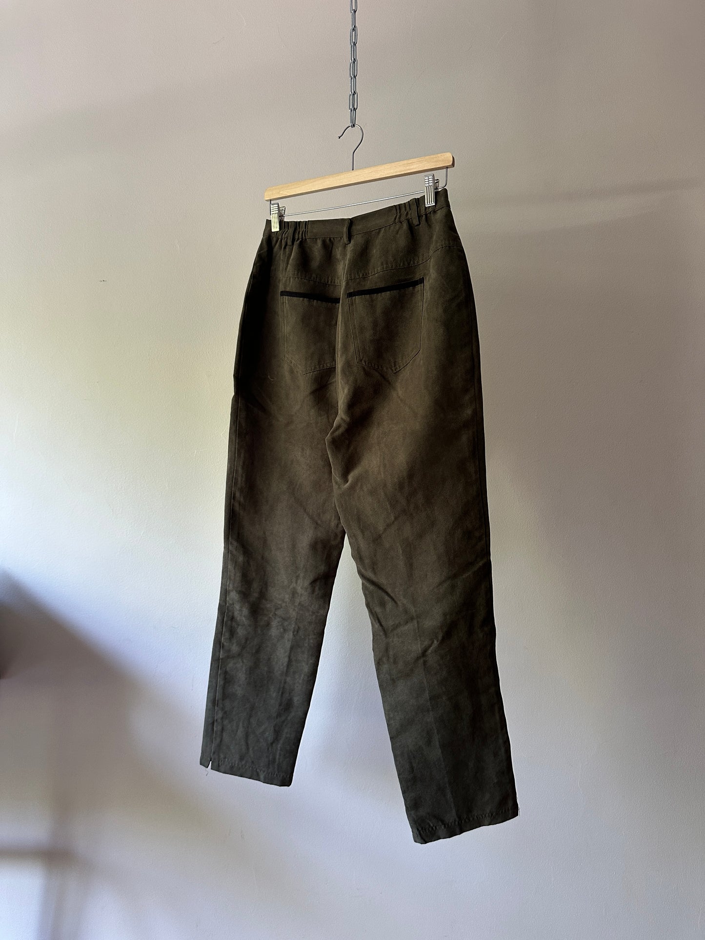 khaki suede pants