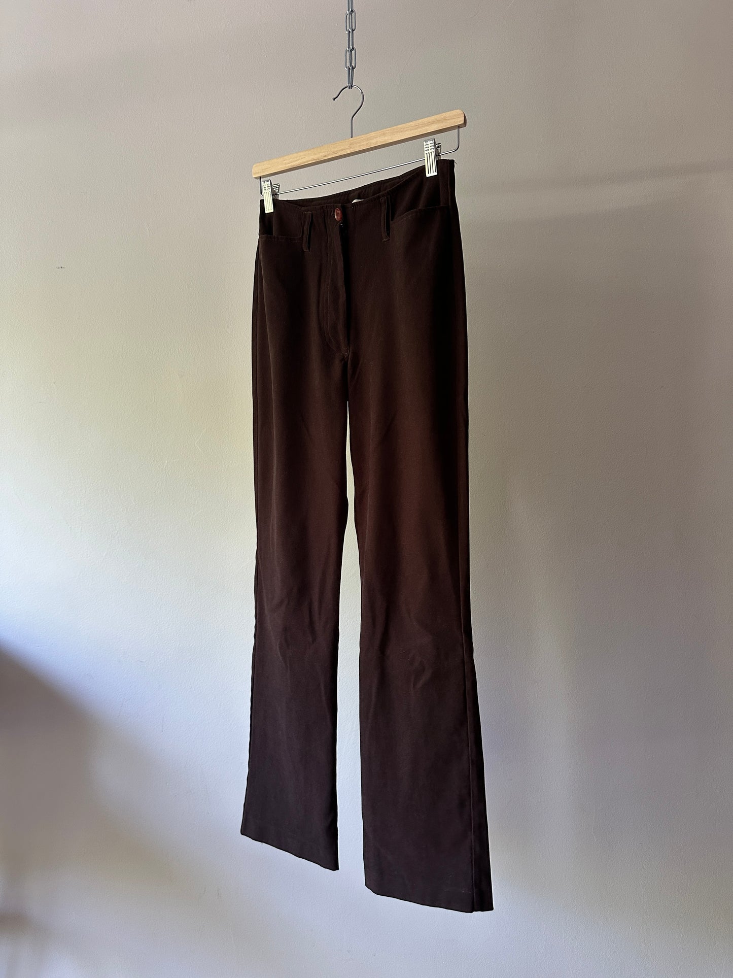 brown suede flare pants