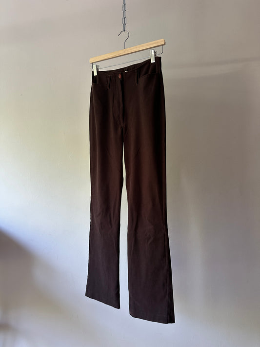 brown suede flare pants