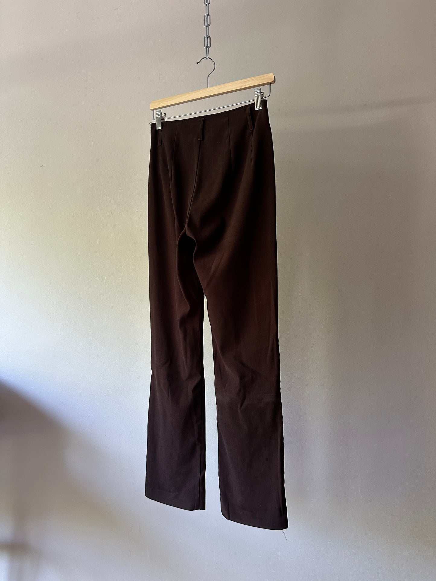 brown suede flare pants
