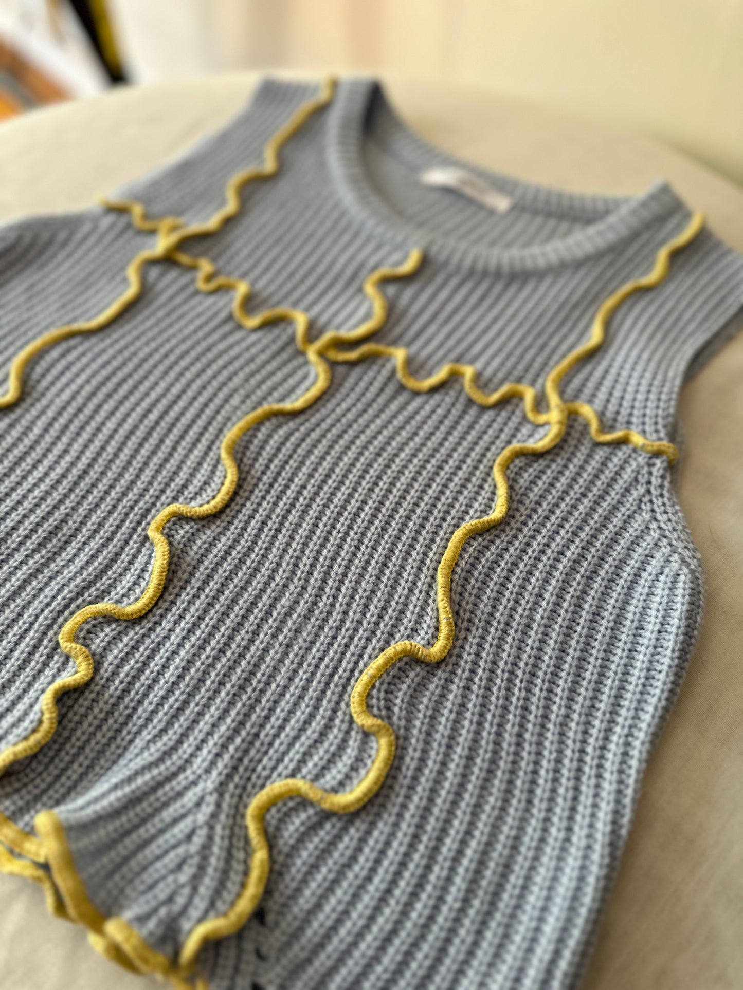 baby blue crochet vest