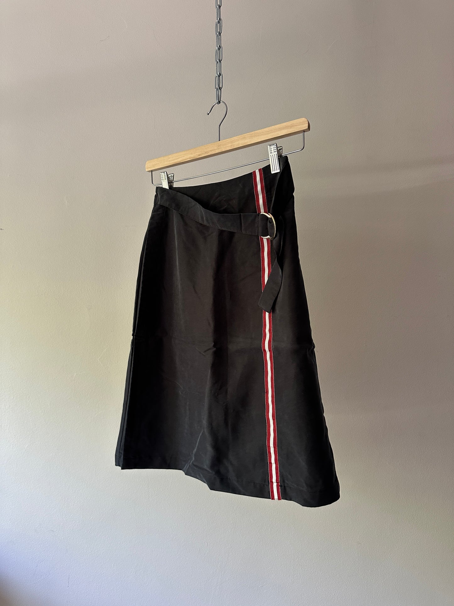 red striped grey suede skirt