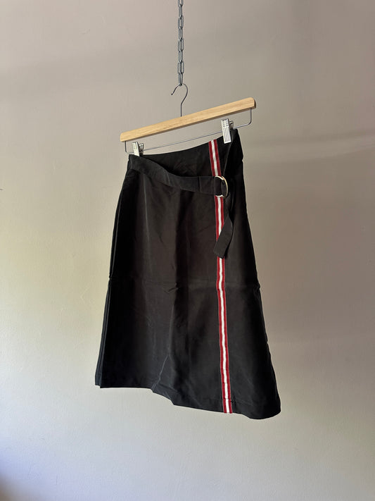 red striped grey suede skirt