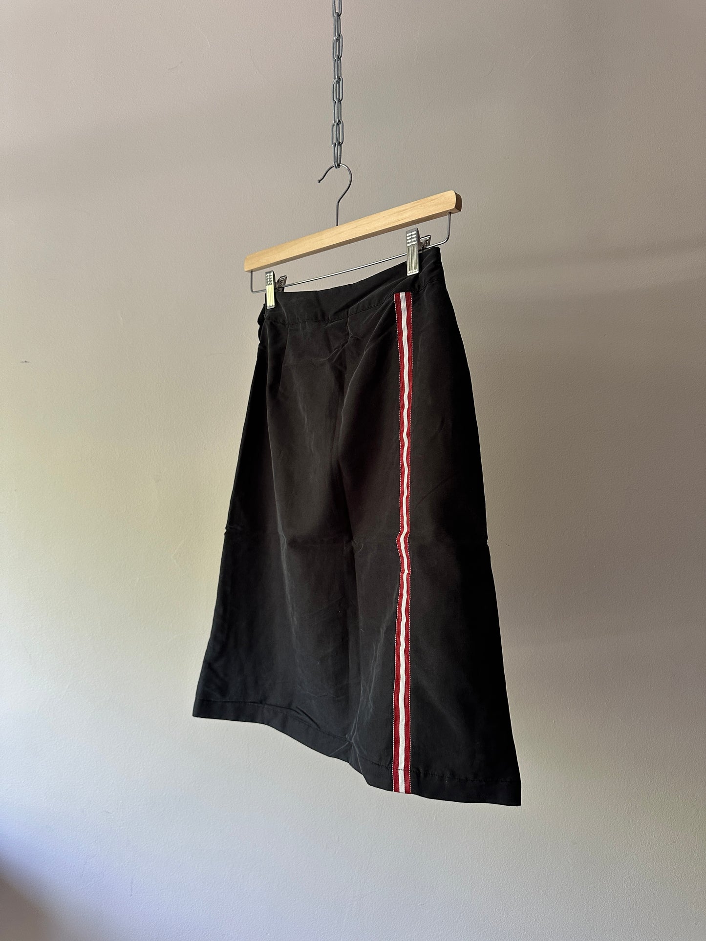 red striped grey suede skirt