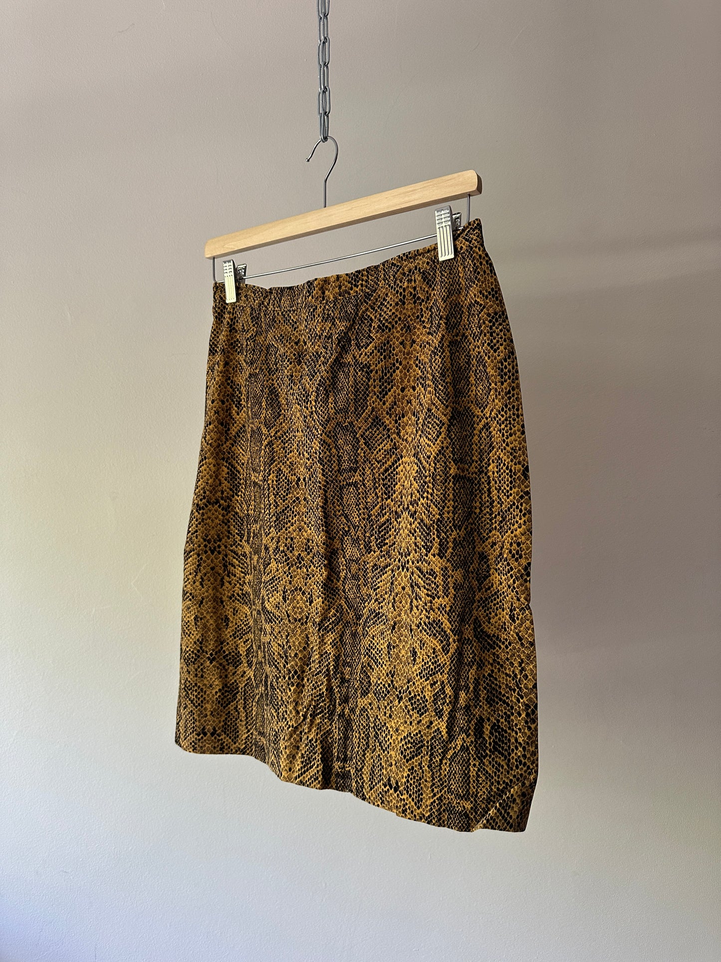 velvet snakeskin pattern skirt