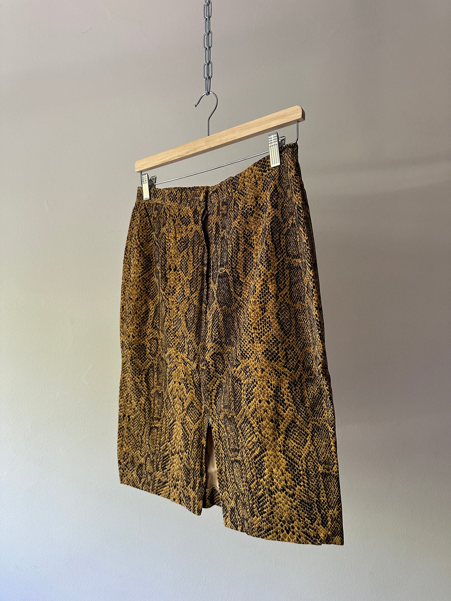 velvet snakeskin pattern skirt