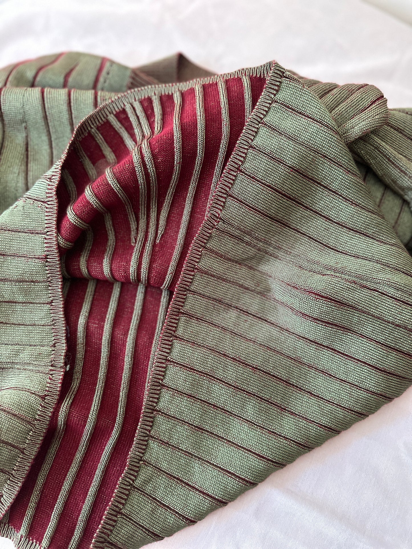 two tone red/green cardigan