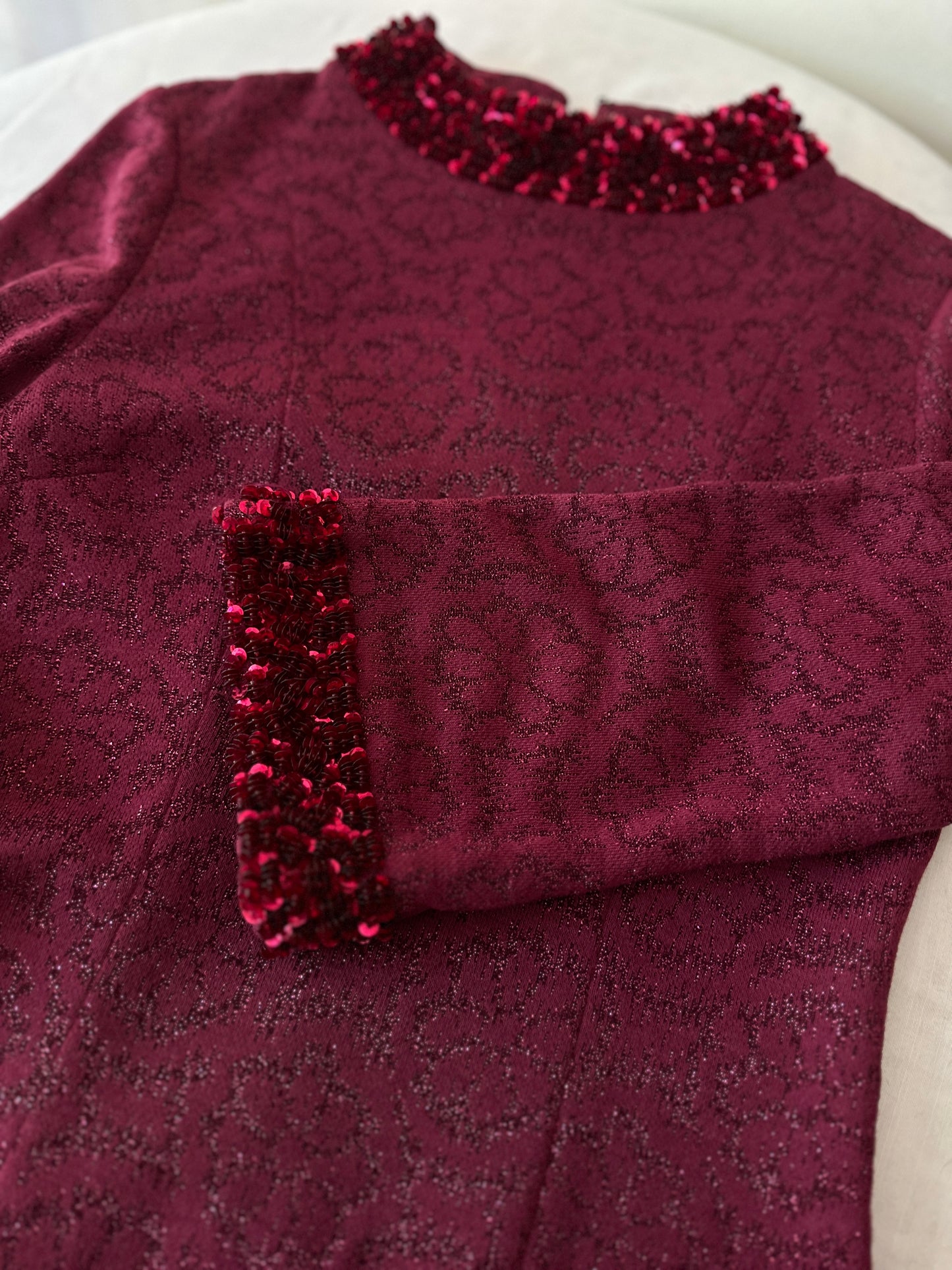 maroon sequin dress