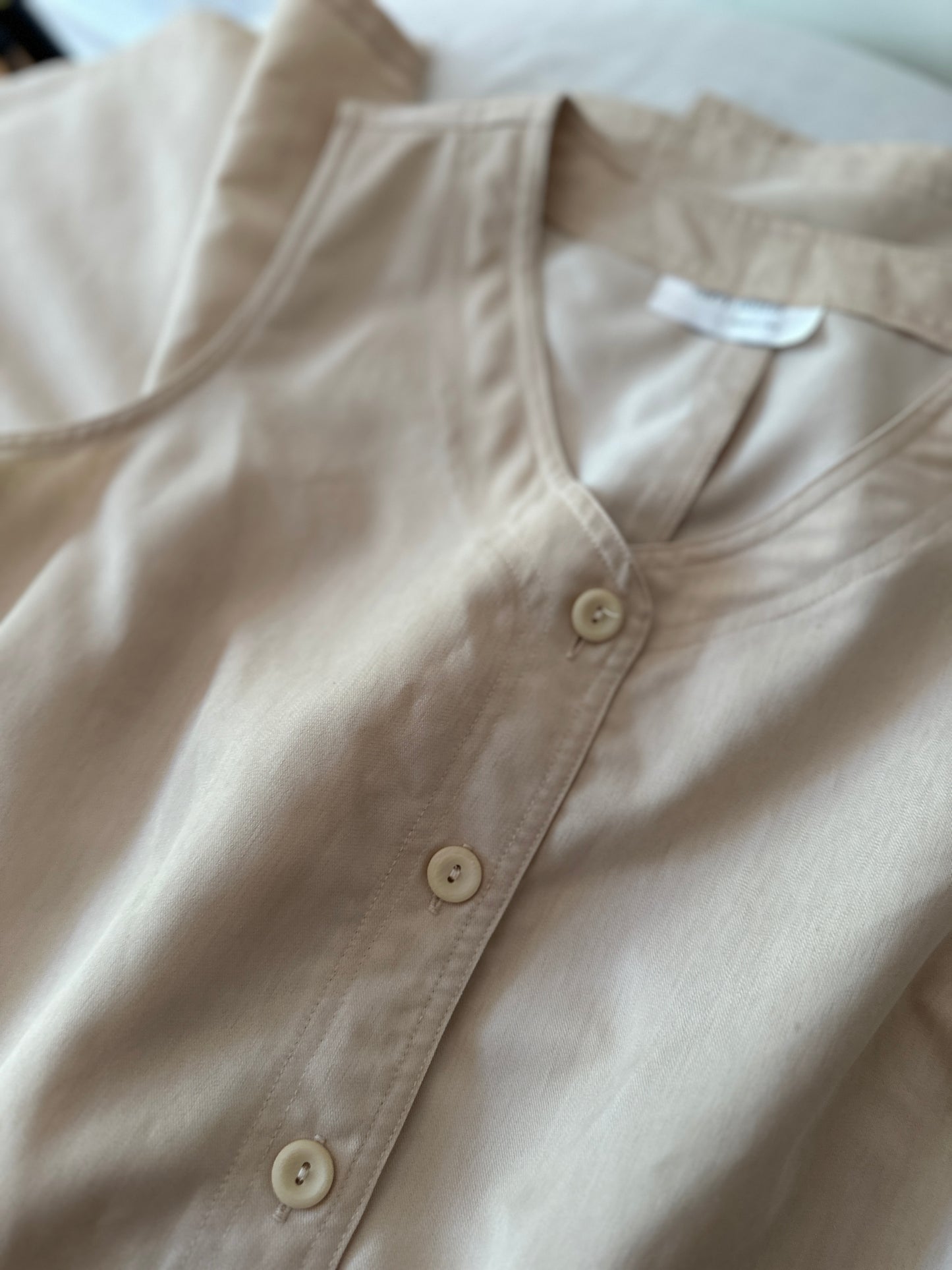 long cream button up dress