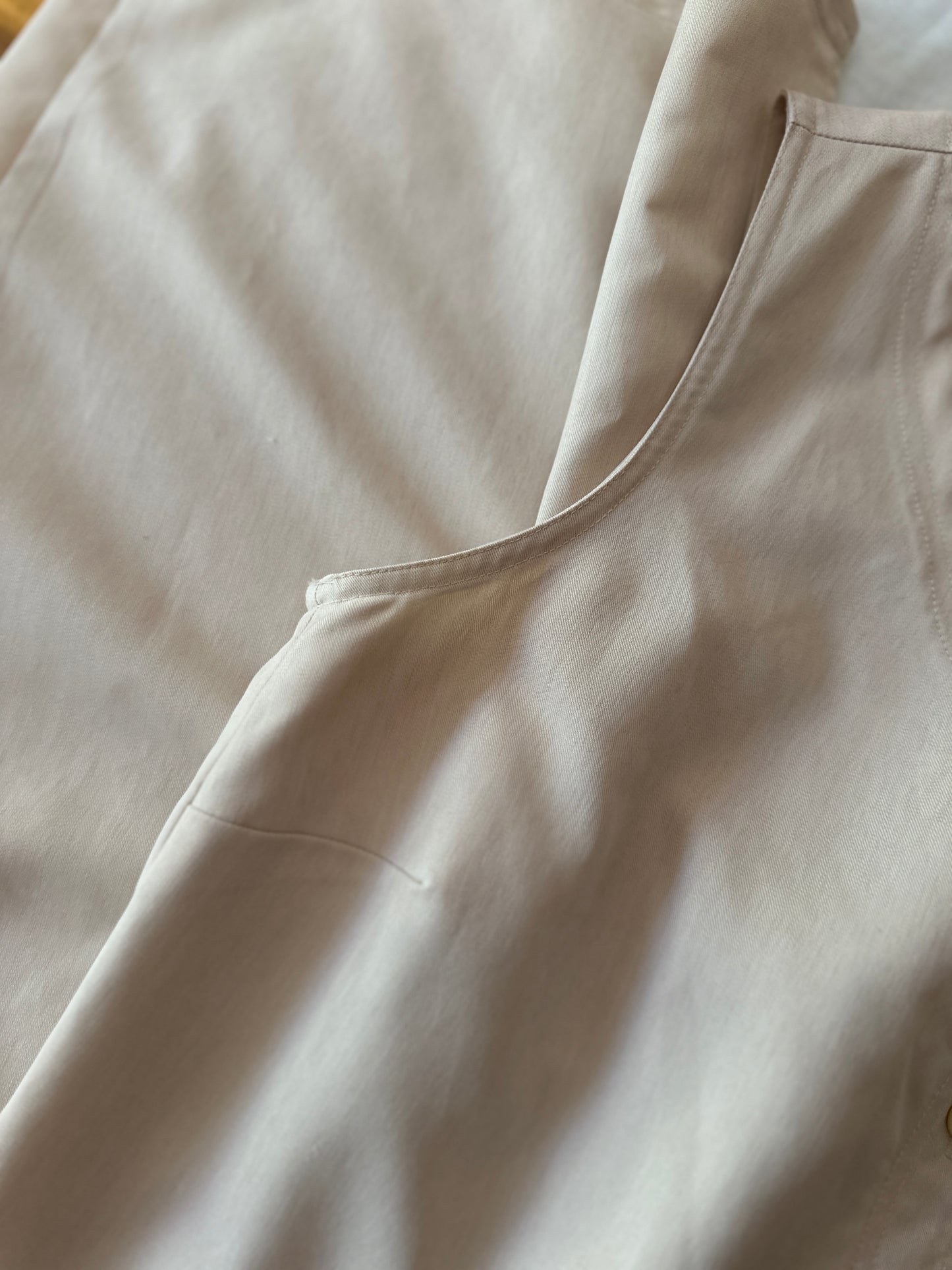 long cream button up dress
