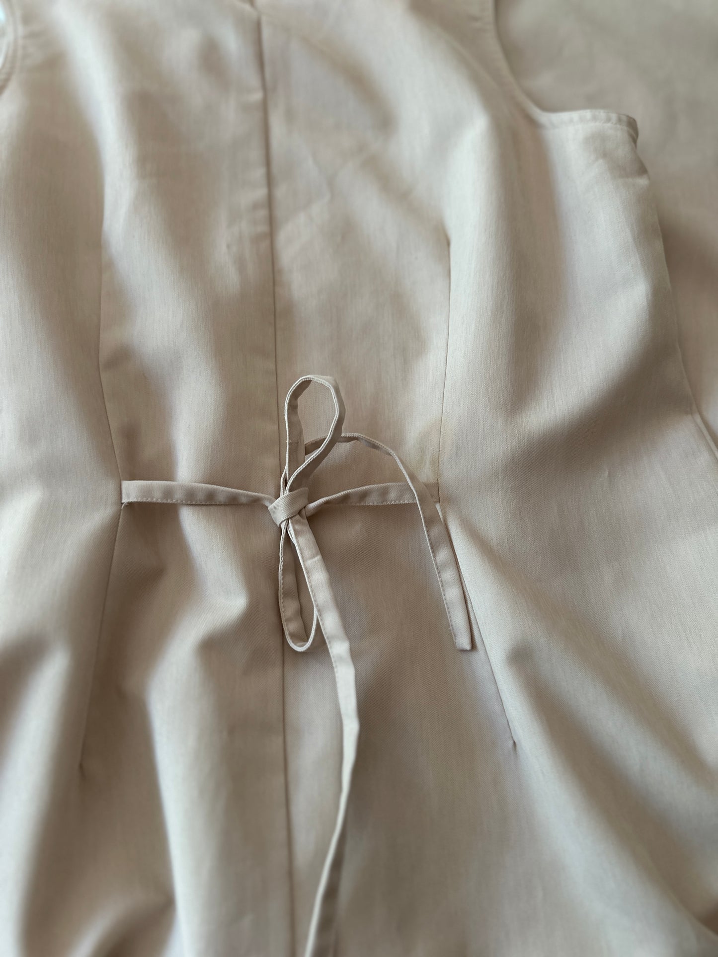 long cream button up dress