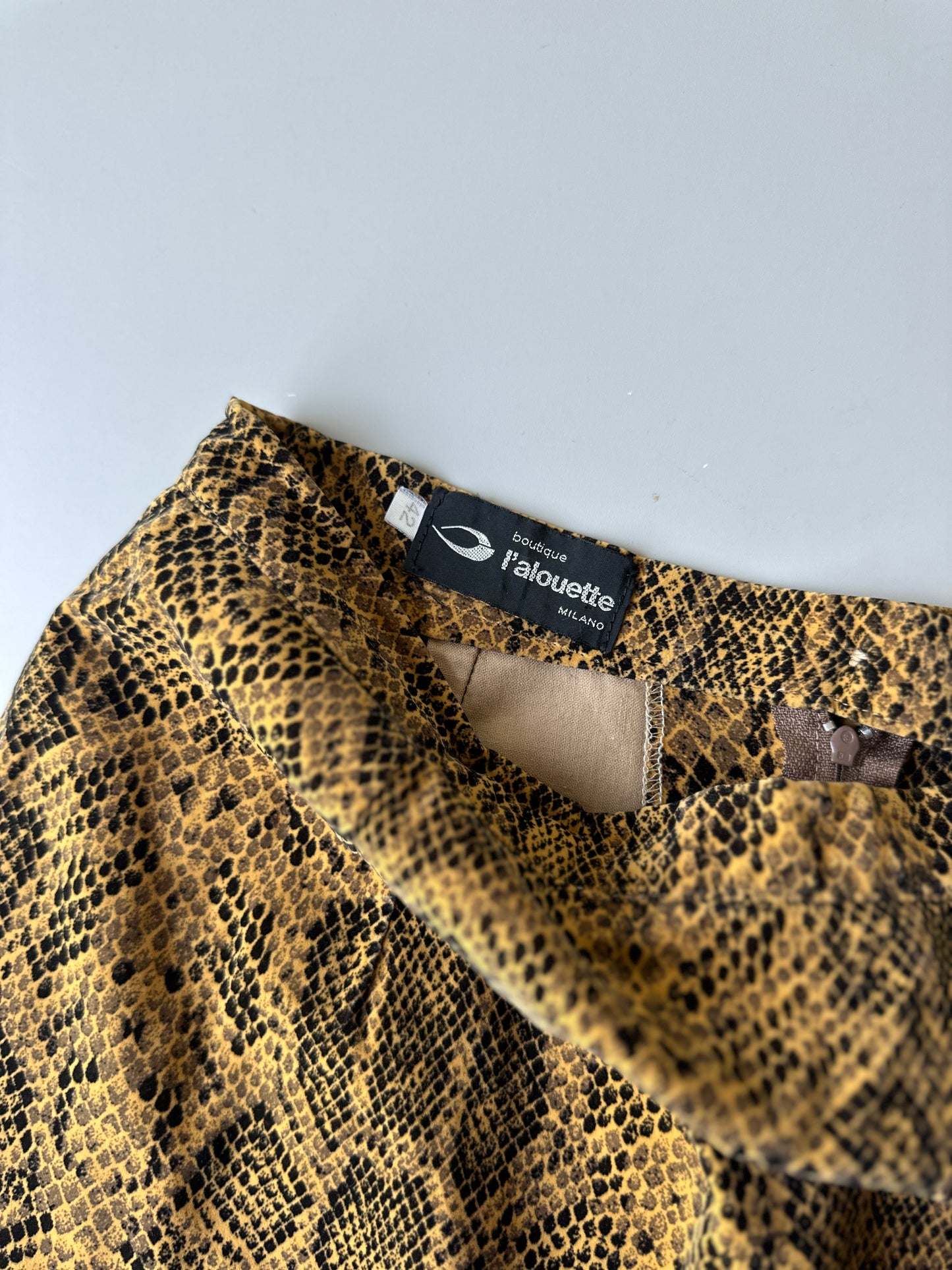 velvet snakeskin pattern skirt