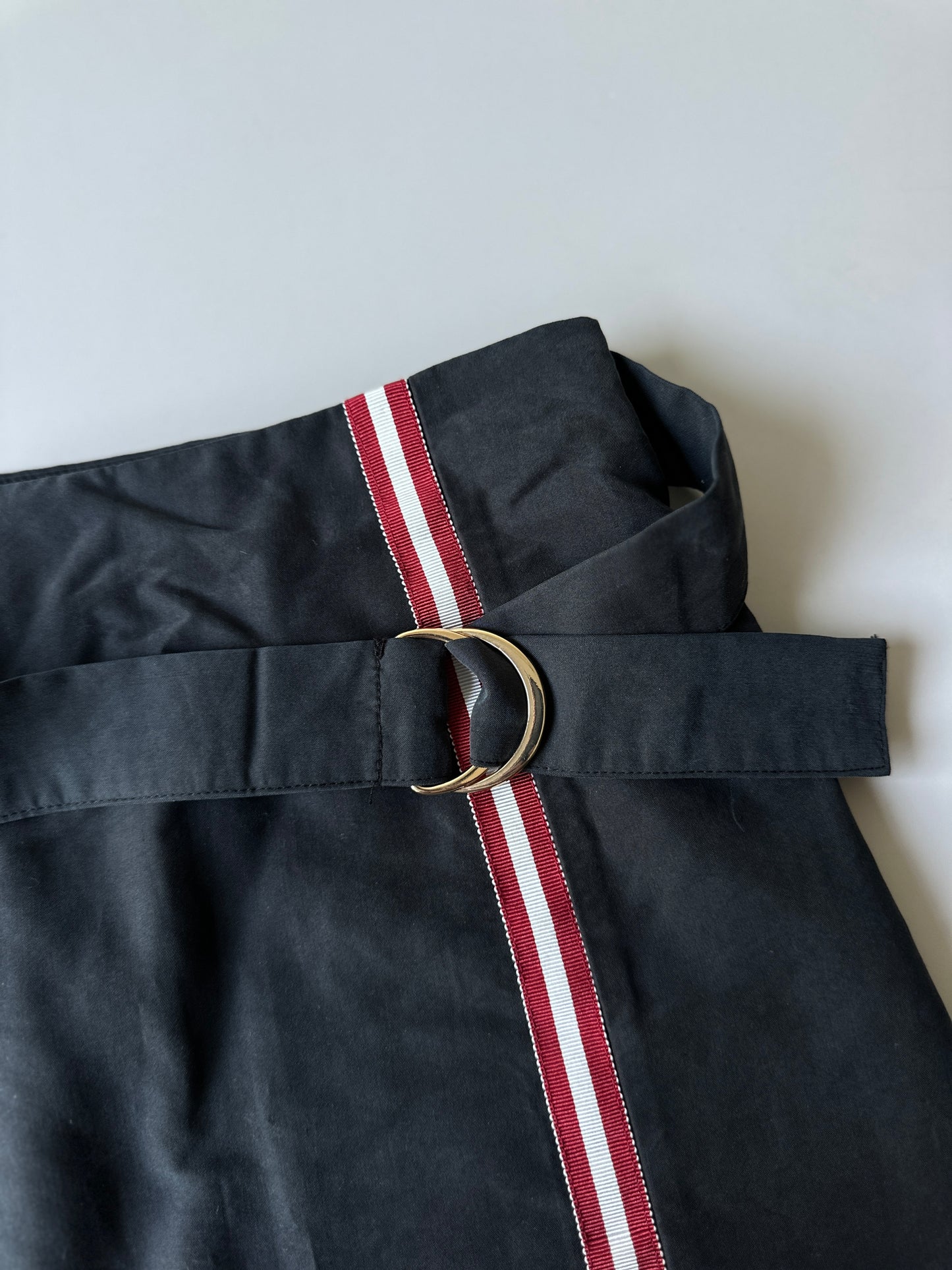 red striped grey suede skirt