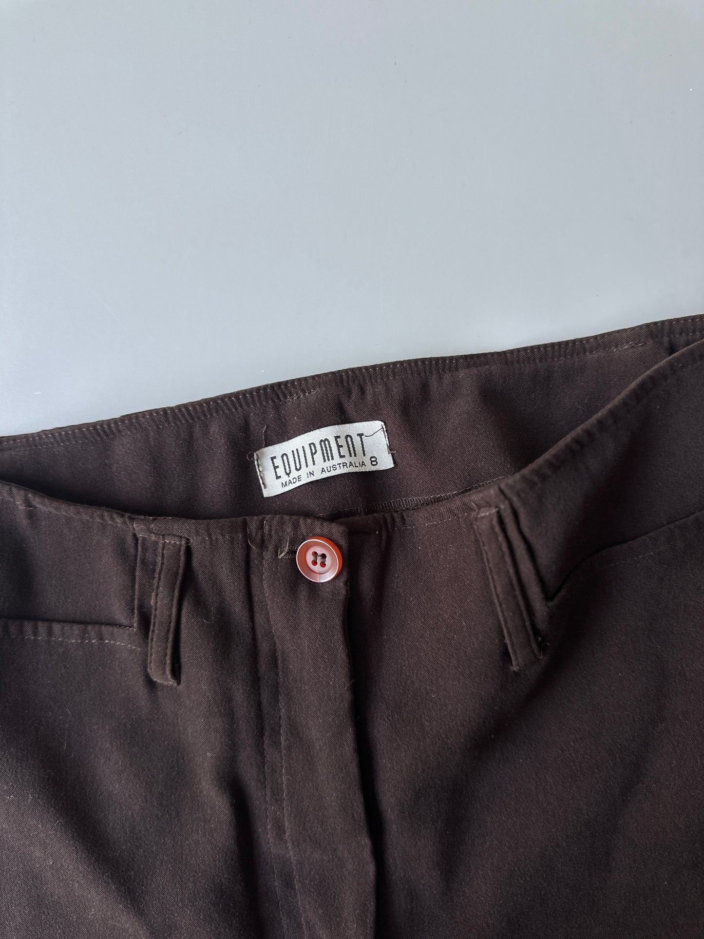 brown suede flare pants