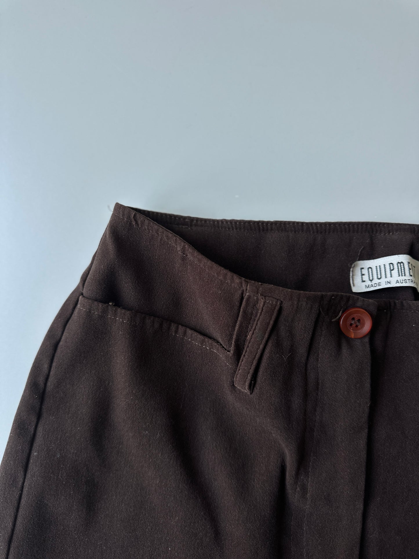 brown suede flare pants