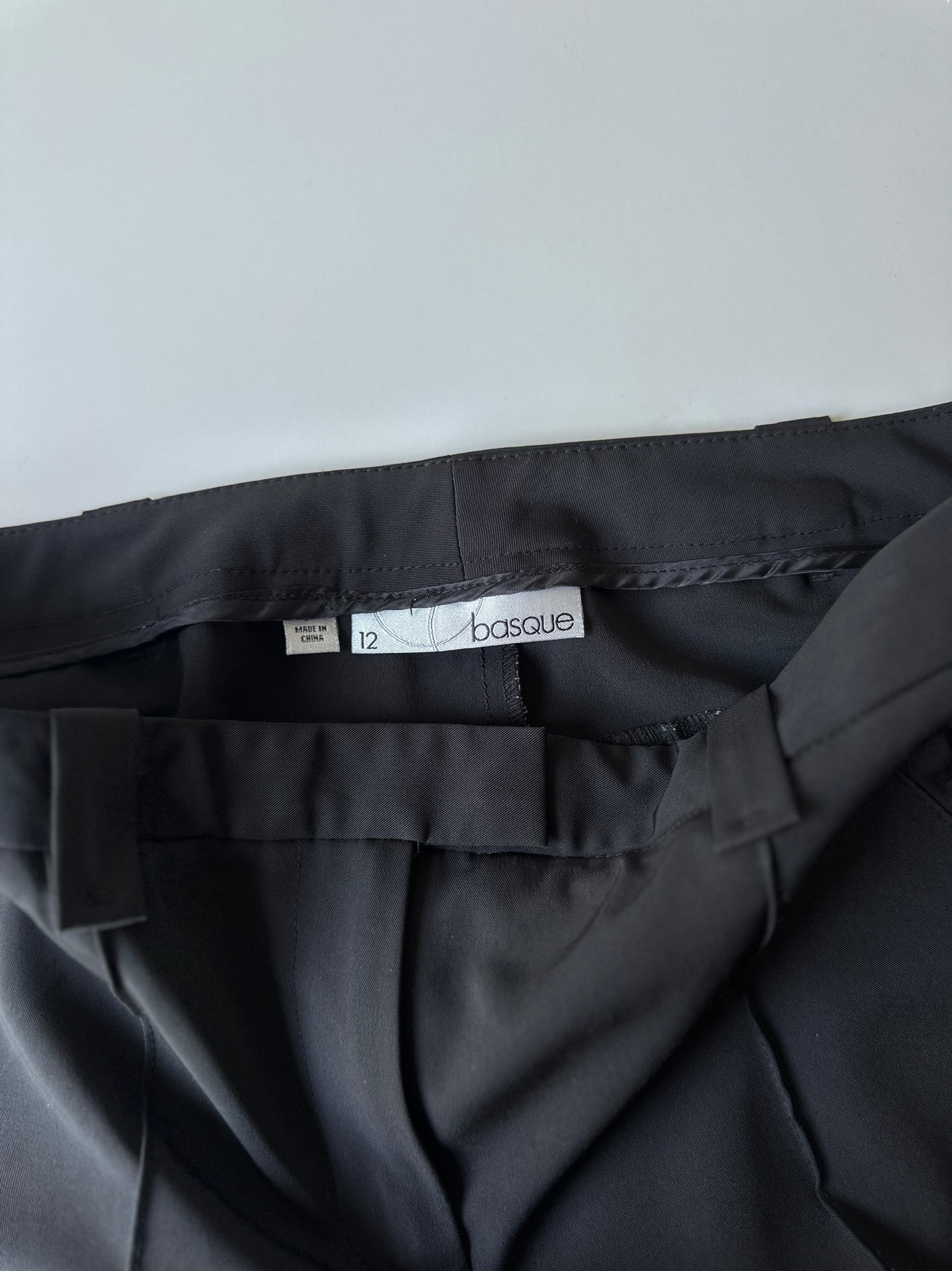black pleated work pants